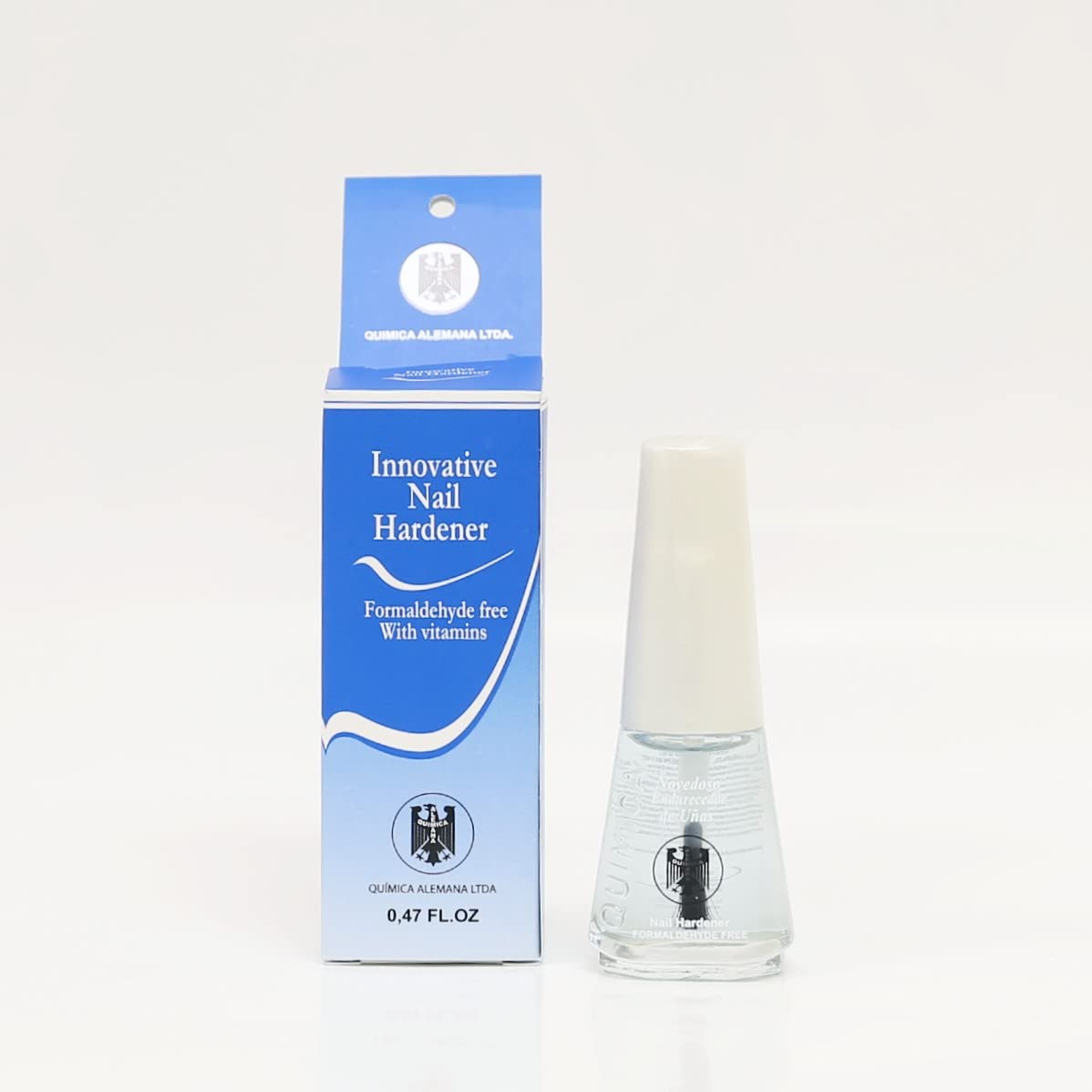 Qumimca Alemana Formaldehyde-Free Nail Hardener with Vitamins - 0.47 fl oz Nail Strengthener & Protective Barrier to Prevent Chipping, Peeling & Splitting - Ideal for Weak, Brittle Nails & Professional Nail Care