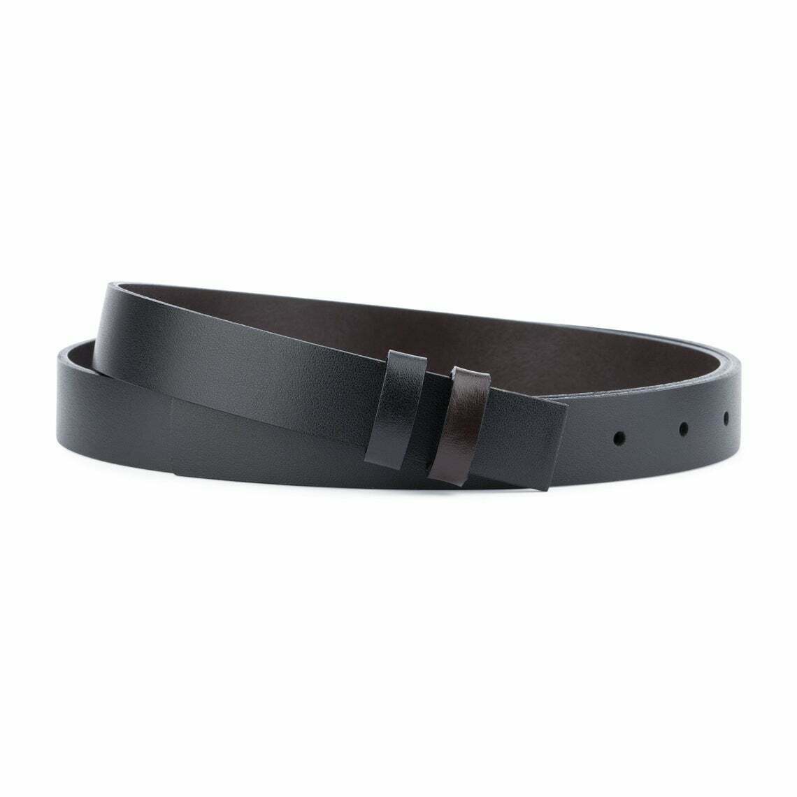 1 Inch Men's Reversible Leather Belt Strap for Cartier Buckles - Black & Brown 25mm - Dress Belt for Business Casual & Formal Wear
