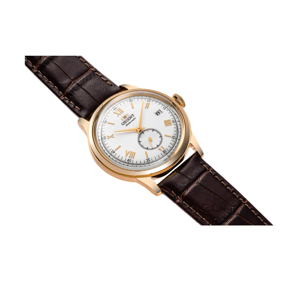 Bambino 38mm Version 7 Small Seconds Watch - White Dial Gold Tone Stainless Steel Dress Watch for Men - Perfect for Business, Formal Occasions & Everyday Wear