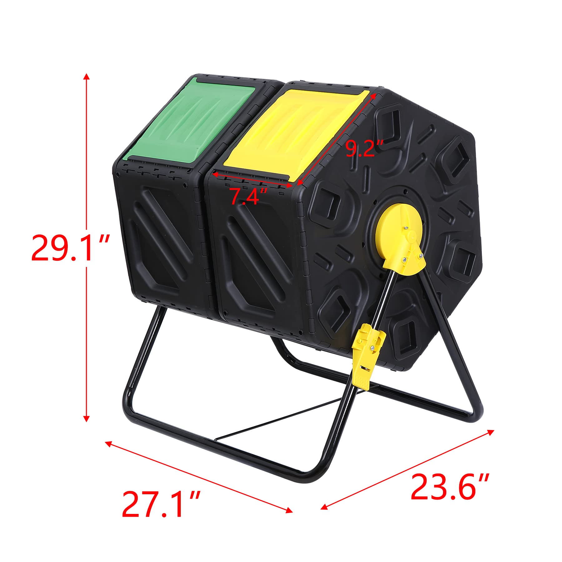 HomGarden 37 Gallon Dual Chamber Compost Tumbler - High Capacity Outdoor Composter with 2 Sliding Doors for Efficient Garden Waste Recycling | Perfect for Backyard, Organic Gardening & Sustainable Living