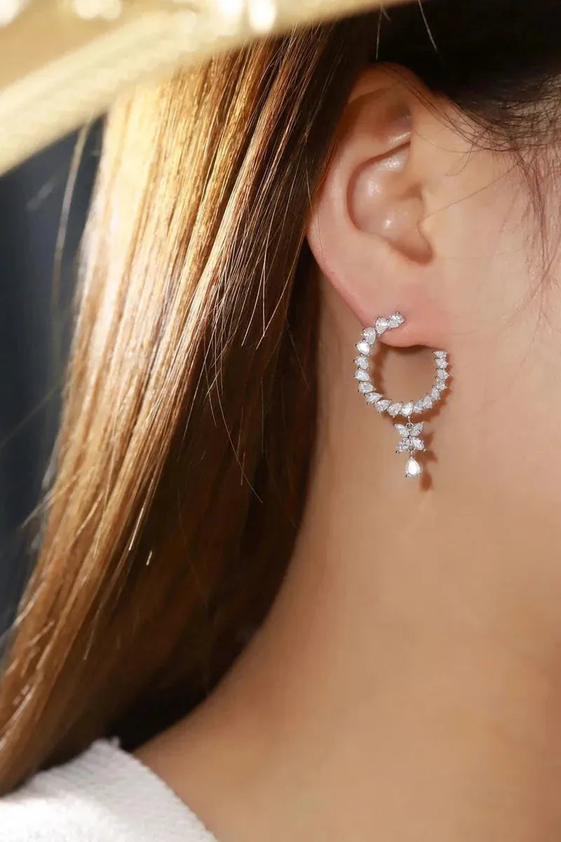 18K White Gold Moon Drop Earrings with 2.9 Carat Natural Diamonds | Romantic Wedding Jewelry for Women | Perfect for Bridal, Anniversary & Special Occasion Gifts