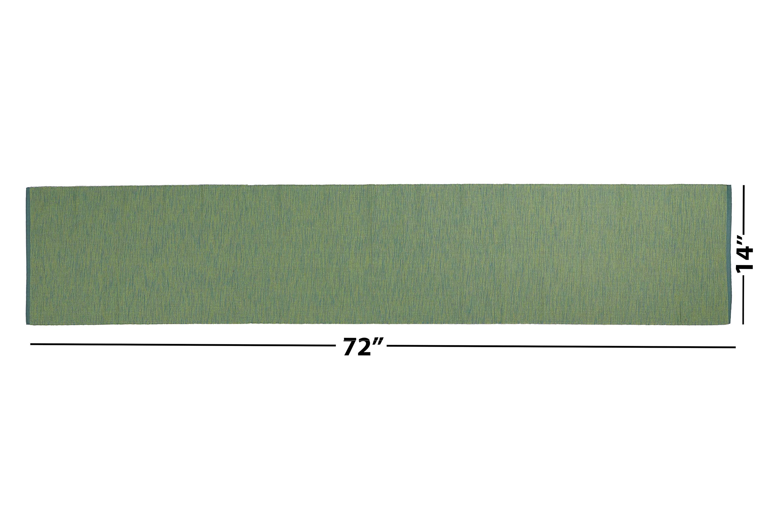 RedEarth Two-Tone Christmas & Thanksgiving Table Runner - 100% Cotton Ribbed Woven Table Linen for Round, Rectangle Dining Table, Coffee Table, Console, Dresser (14x72 Inches, Green) - Perfect for Holiday Decor, Fall Harvest Parties & Home Dining Decorations