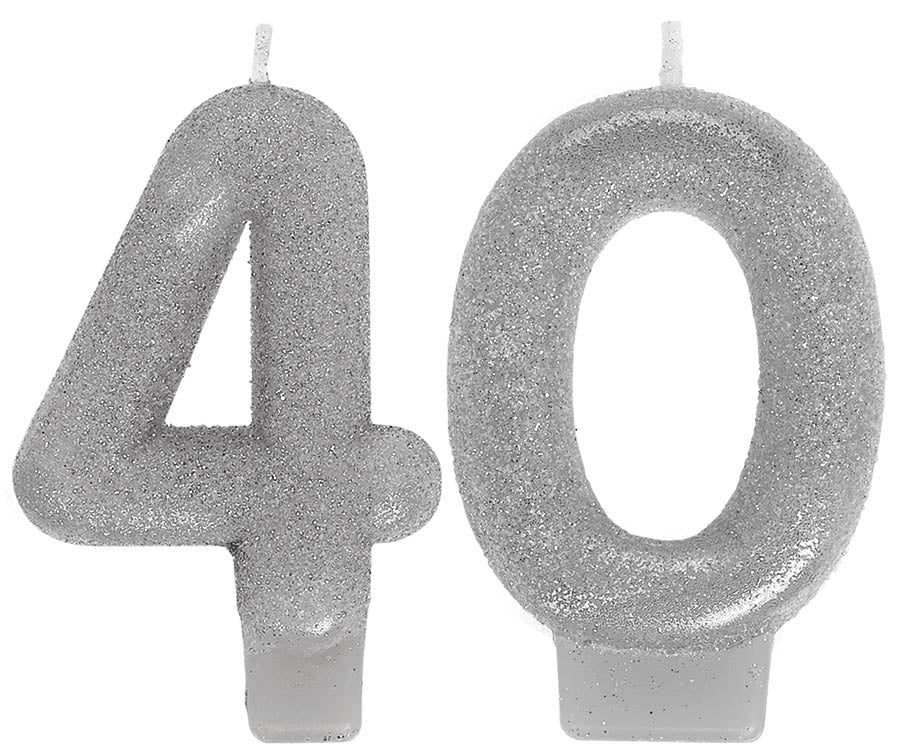 40th Birthday Sparkling Celebration Candles - Pack of 2 for Anniversary, Milestone Parties & Special Occasions