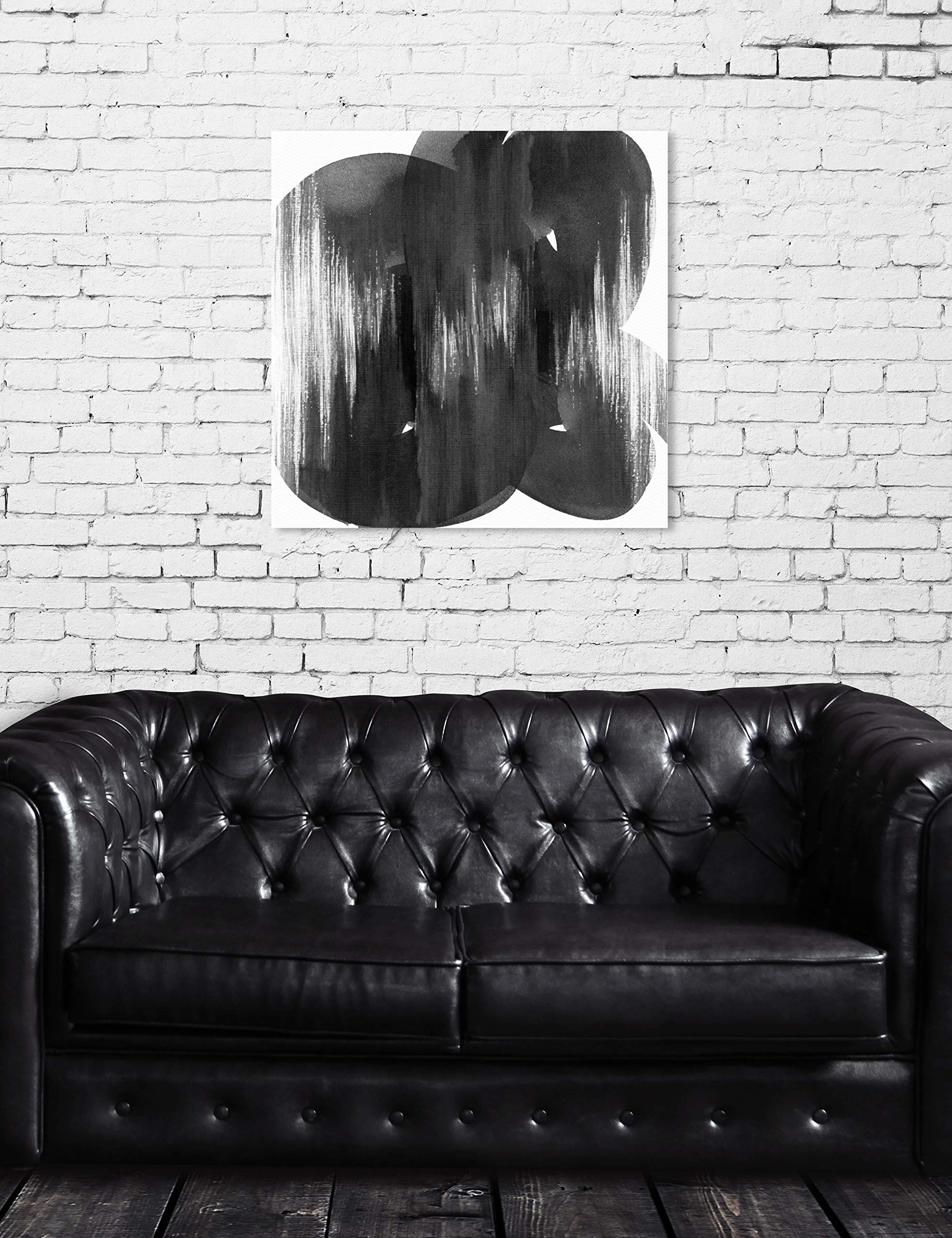 Oliver Gal Artist Co. 'Midnight Rain' Abstract Wall Art Canvas Print - 30x30 Inches Black & White Modern Home Decor - Perfect for Living Room, Bedroom & Office Wall Decor