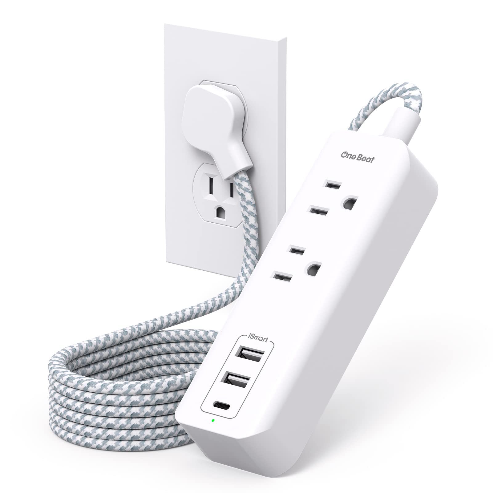 USB C Travel Power Strip with 2 Outlets & 3 USB Ports (1 USB C) - 5ft Flat Plug Extension Cord, Compact Charging Station for Cruise Ships, Hotels, Home & Office Use | Cruise Travel Essentials