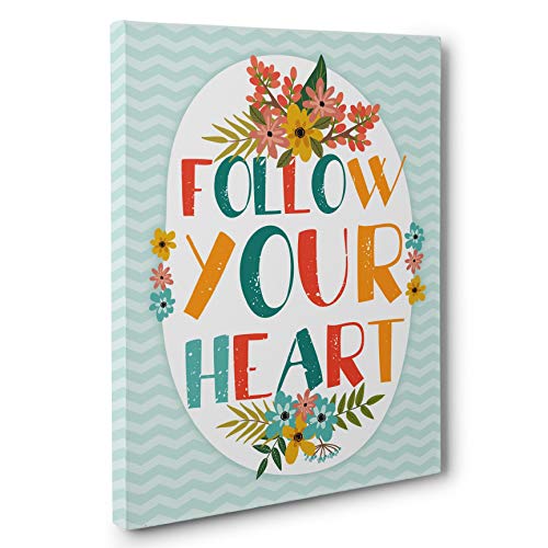Follow Your Heart CANVAS Wall Art - Handmade Bohemian Home Decor for Living Room, Bedroom & Office - Perfect for Boho Chic Interior Design