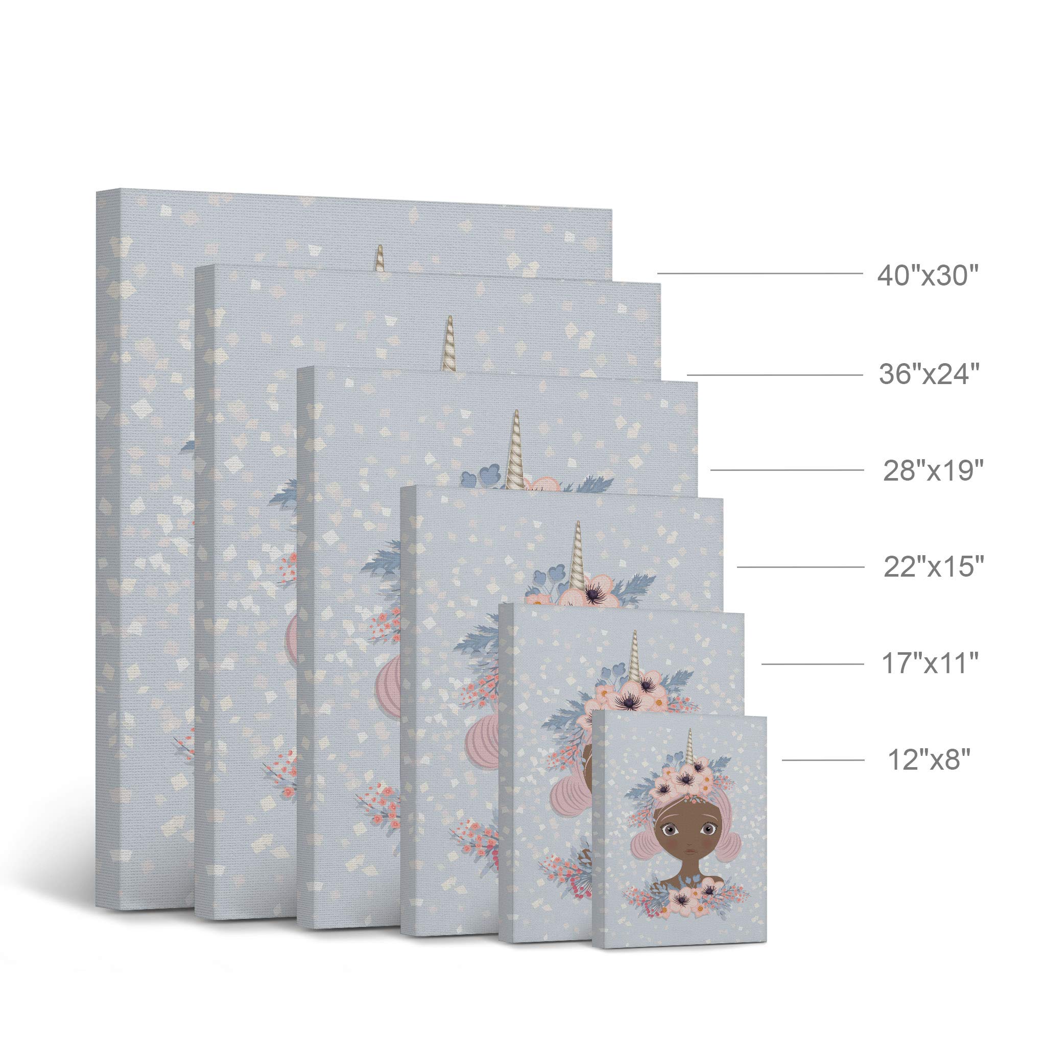 African American Unicorn Wall Art Canvas Prints - 2 Panel Set (36x24 Inches) Ready to Hang, Handmade in USA - Inspirational Nursery Decor, Kids Room Decor, Baby Girl Wall Decor - Perfect for Bedrooms, Playrooms & Gift Giving