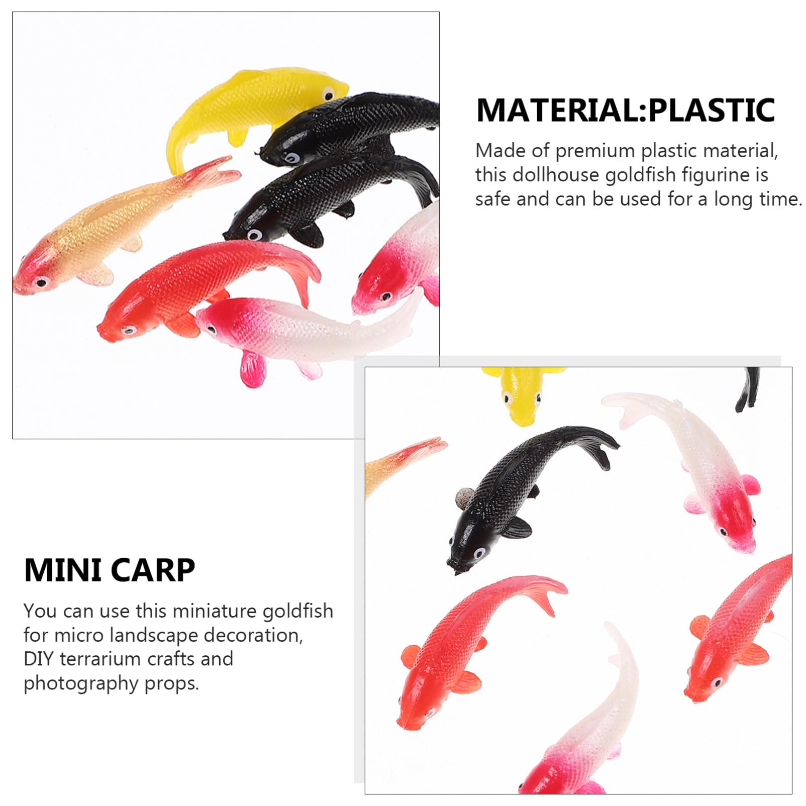 16 Pcs Miniature Dollhouse Toys - Plastic Mini Carp Fish Figurines, Goldfish Models for Dollhouse Decor | Perfect for Dollhouse Scenes, Fish Tank Displays & Kids Pretend Play