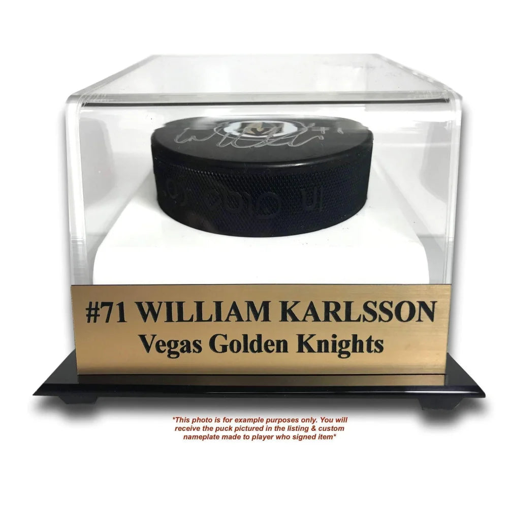 Marc Andre Fleury Signed Vegas Golden Knights Puck - 1st Win Inscribed - Includes Display Case & COA - Authentic Autographed VGK Memorabilia - Perfect for Hockey Fans & Collectors