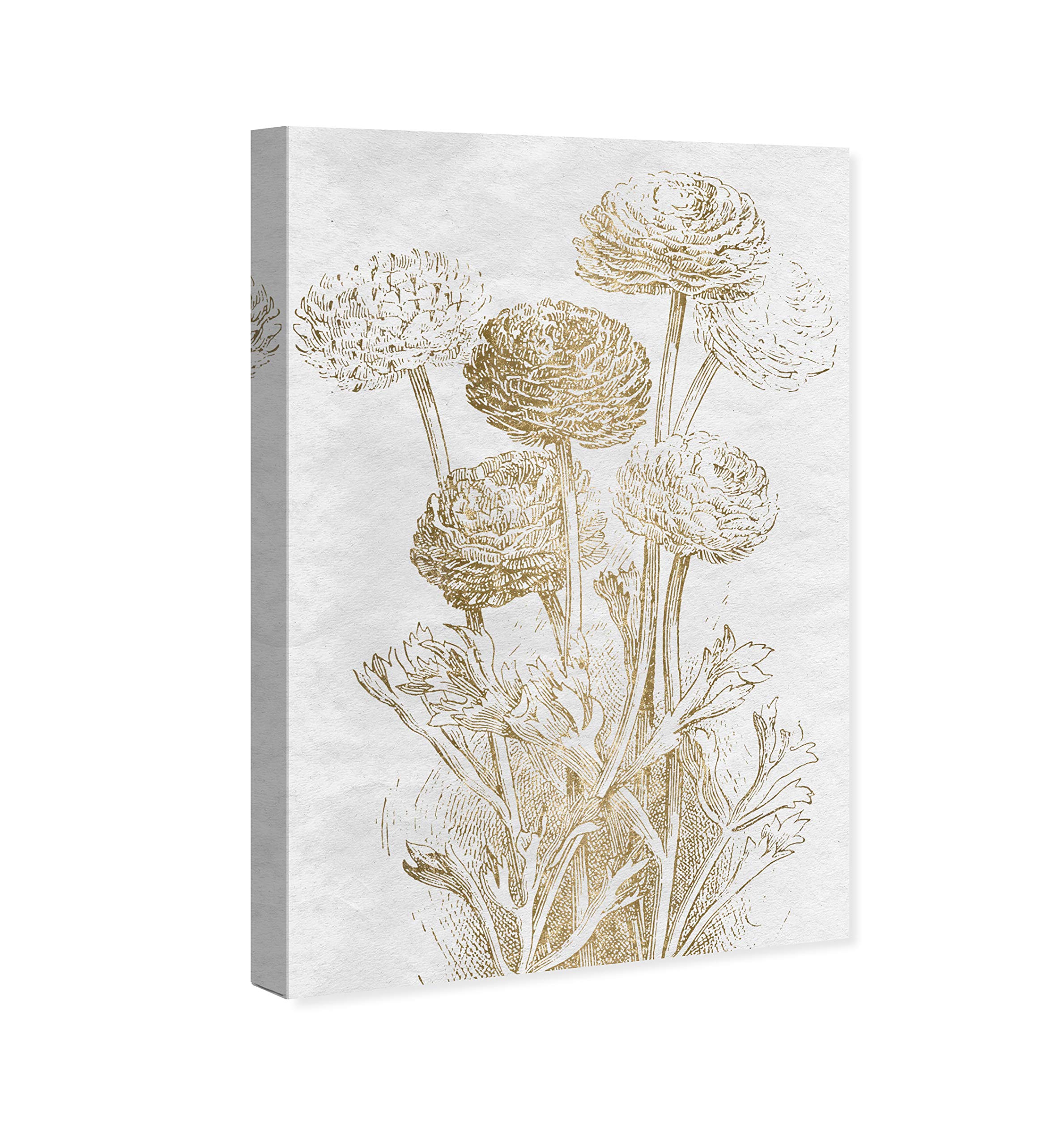 Oliver Gal Artist Co. Floral Wall Art Canvas Print - Dahlia Sketch Home Decor 16x24 Inches Gold & White - Perfect for Living Room, Bedroom & Office Decor