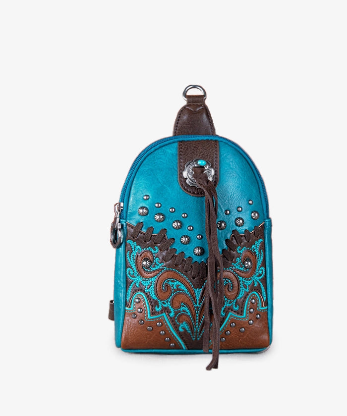 Montana West Embroidered Whipstitch Crossbody Sling Bag for Women - Stylish Boho Purse for Travel, Shopping & Everyday Use