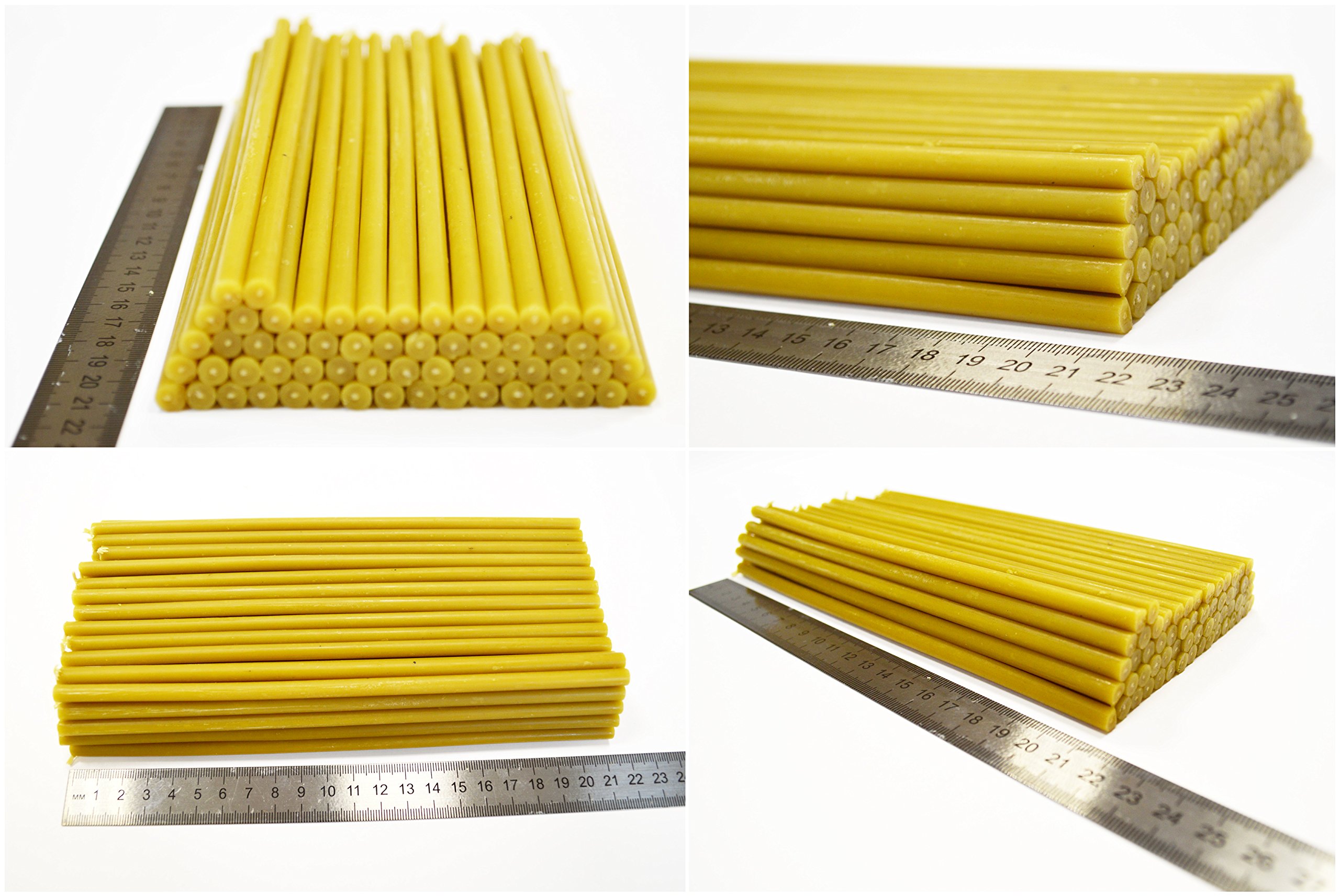 Natural Pure Beeswax Candles - Organic Honey Scented Eco-Friendly Candles in Gift Box (Cotton Wicks, Dripless & Smokeless, 8 Inch/20cm, 60pcs) - Perfect for Home Decor, Meditation, Relaxation & Romantic Ambiance
