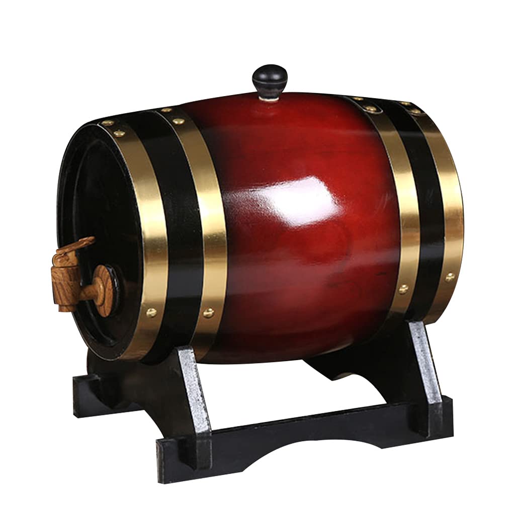 QUQUTWO Wooden Wine Barrel - Handcrafted Oak Whiskey & Red Wine Storage Barrel with Decorative Wheel - Perfect for Home Bar, Wedding Decor, and Rustic Party Centerpiece