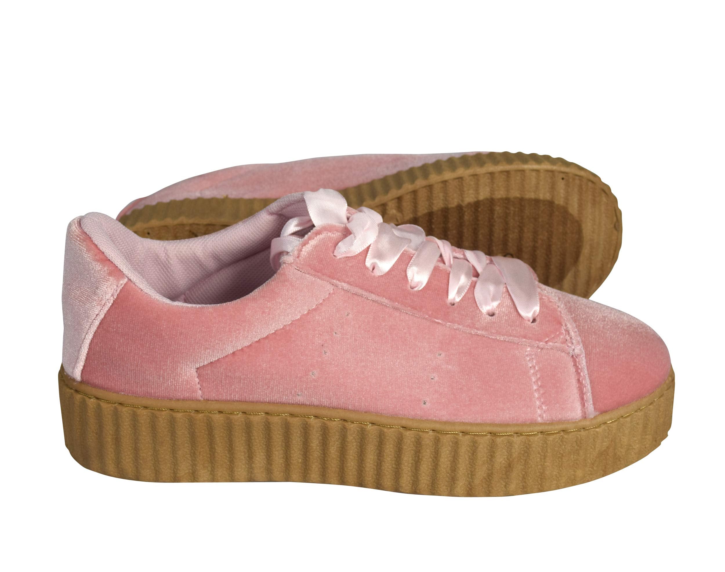 Women's Fashion Sneakers - Suede Flat Platform Lace-Up Casual Shoes for Walking, Work & Everyday Wear
