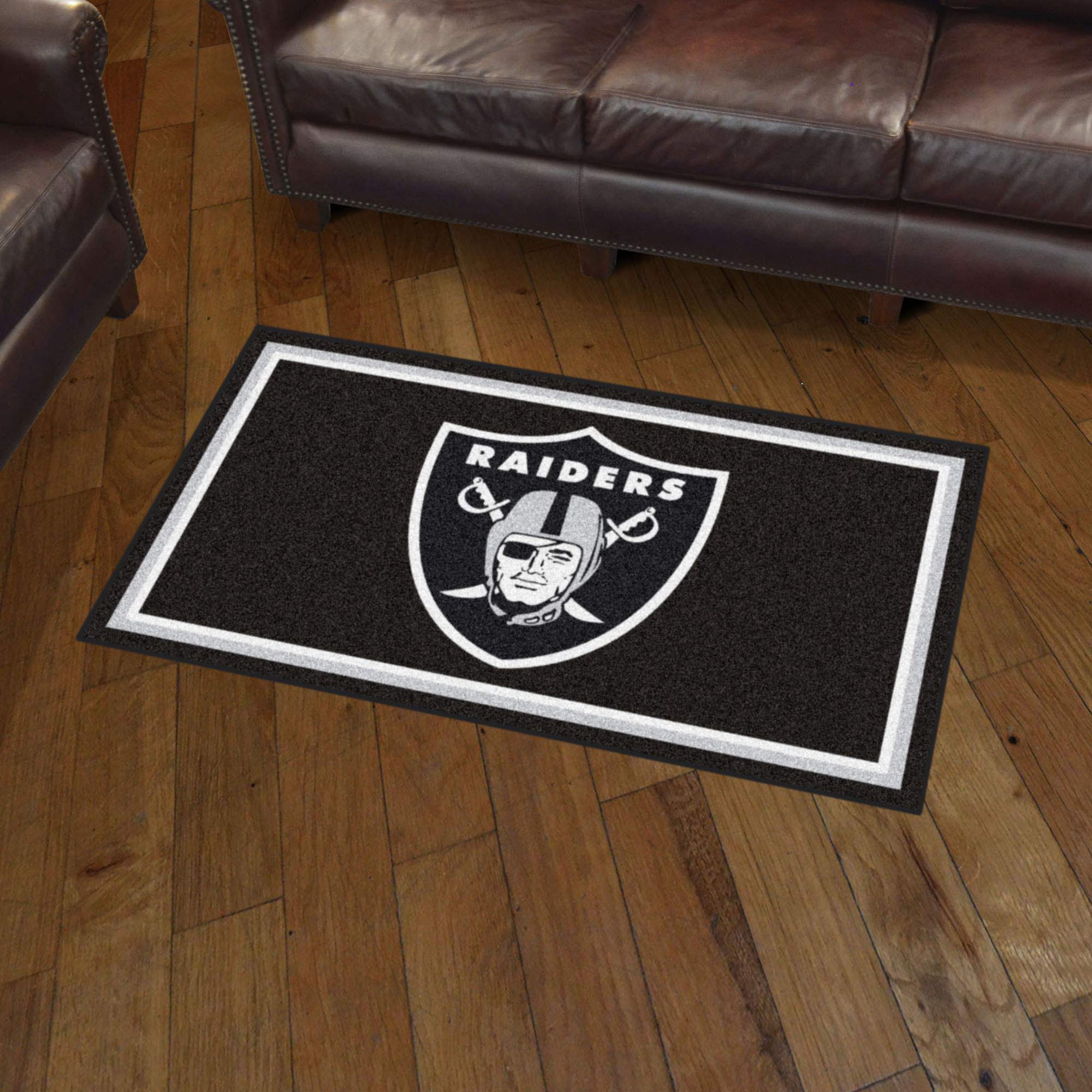 FANMATS NFL Las Vegas Raiders 3ft x 5ft Plush Area Rug - Soft Sports Fan Rug for Living Room, Game Room & Tailgating | Durable Home Decor & Football Party Mat for Fans