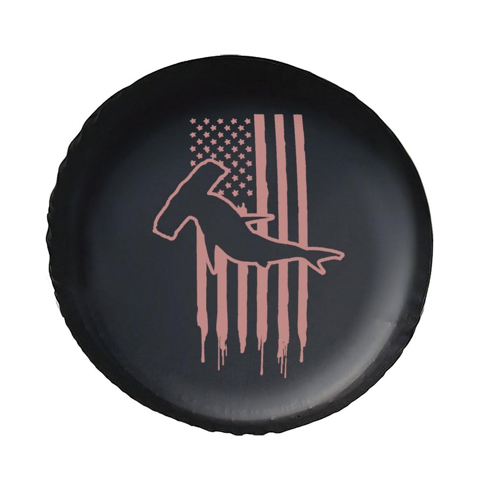 Hammerhead Shark USA Flag Spare Tire Cover - Waterproof Leather Wheel Protector for UV & Sun Protection - Fits 14 Inch Tires - Perfect for Trucks, Jeeps & RVs