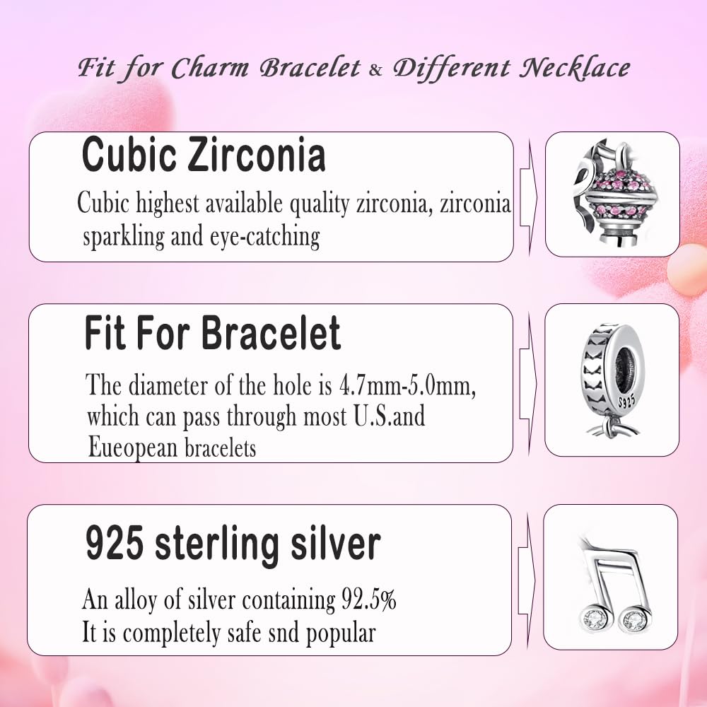 MICOO 925 Sterling Silver Butterfly Music Note Dangle Charm Pendant for Bracelets & Necklaces - Elegant Jewelry Gift for Women - Compatible with Pandora & European Bracelets - Perfect for Birthdays, Anniversaries & Everyday Wear