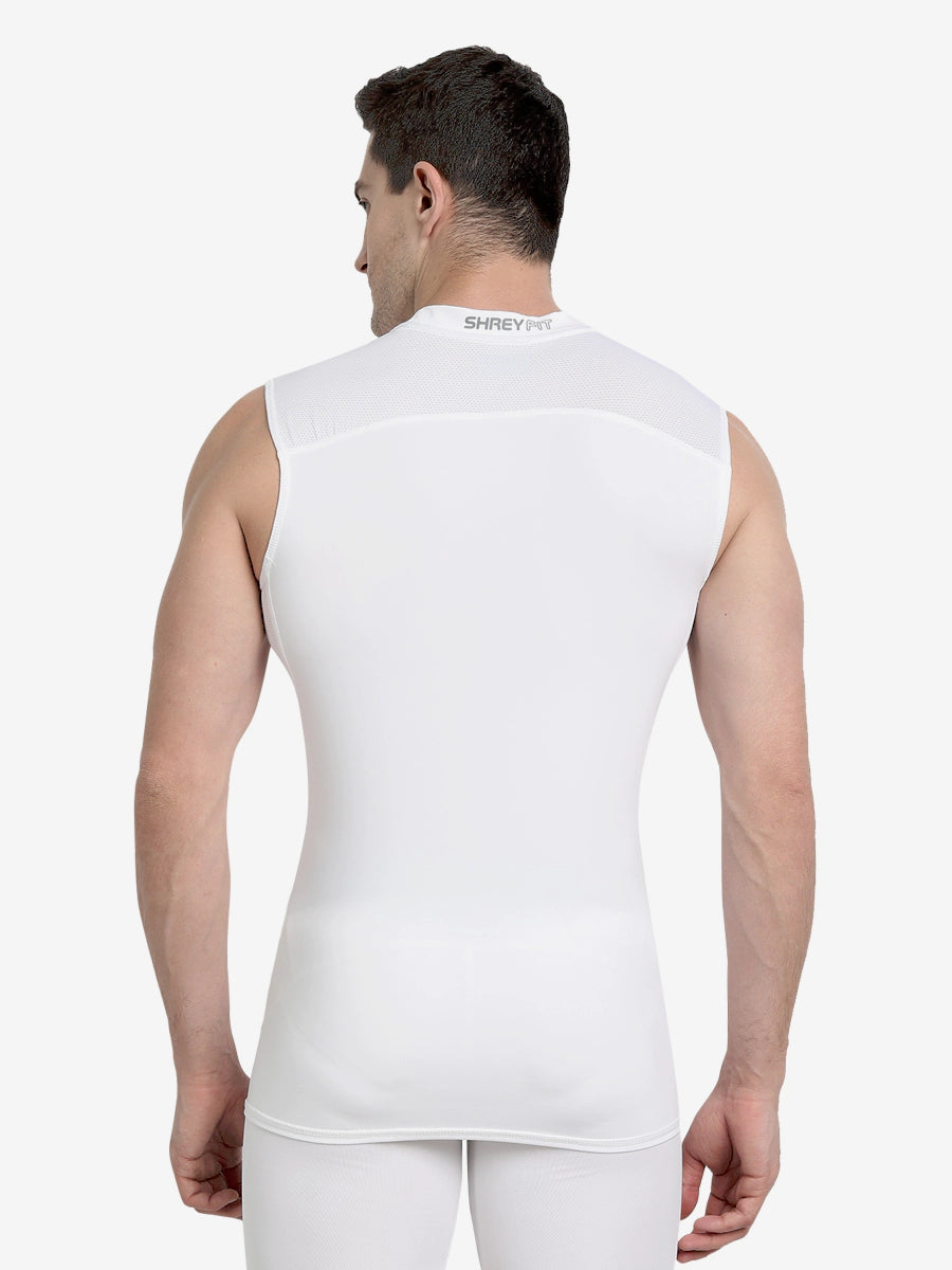 Shrey Intense Compression Sleeveless Workout Top for Women - White | High-Performance Gym & Running Shirt for Cross Training, Yoga & Fitness
