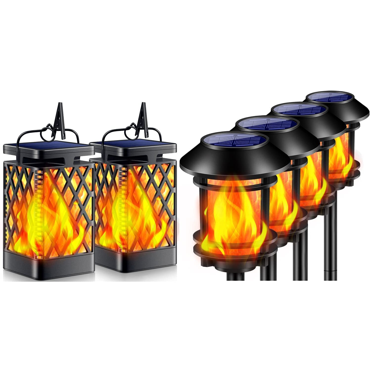 TomCare Upgraded Solar Flickering Flame Lights - Waterproof Outdoor Decorative Lighting for Garden, Patio, Pathway, Yard & Landscape (Set of 2)