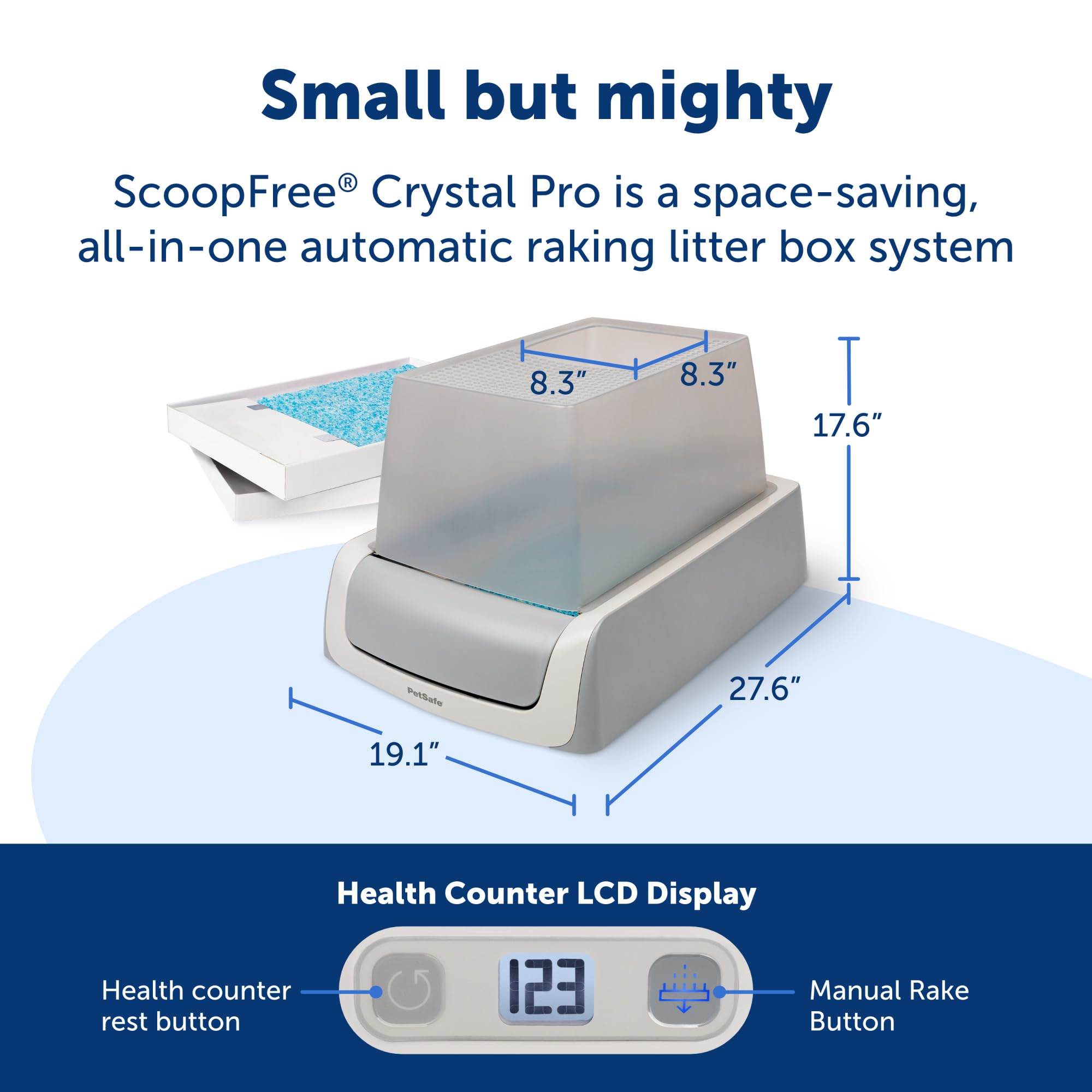 PetSafe ScoopFree Crystal Pro Self-Cleaning Cat Litter Box - Automatic Electric Litter Box with Odor Control, Disposable Crystal Trays & Hood Cover - Perfect for Multi-Cat Homes & Busy Pet Owners (Gray)