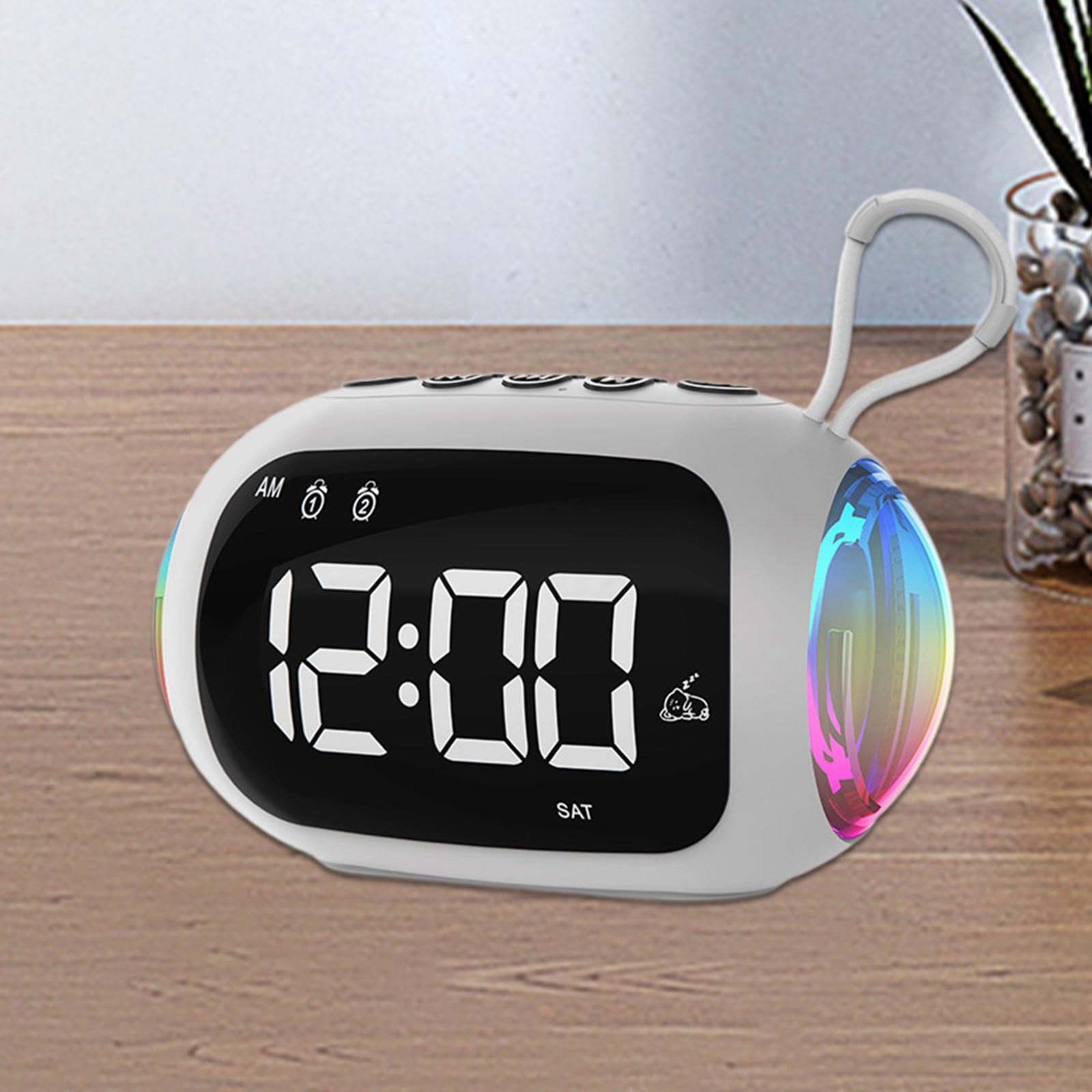 Fityle Digital Alarm Clock with LED Display, FM Radio & Speaker - White Nightstand Clock for Bedroom, Office, and Home Decor | Perfect for Nightstands, Desks, and Countertops