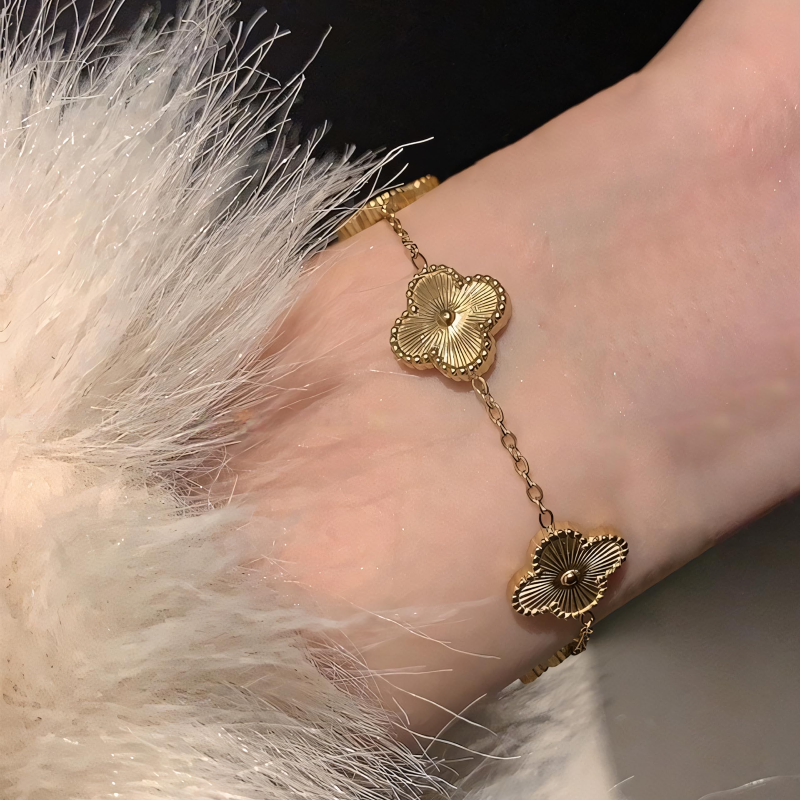 18K Gold Plated Adjustable Link Bracelet for Women - Double Sided Fashion Jewelry Gift for Birthday, Anniversary & Valentine's Day | Perfect for Daily Wear, Parties & Special Occasions