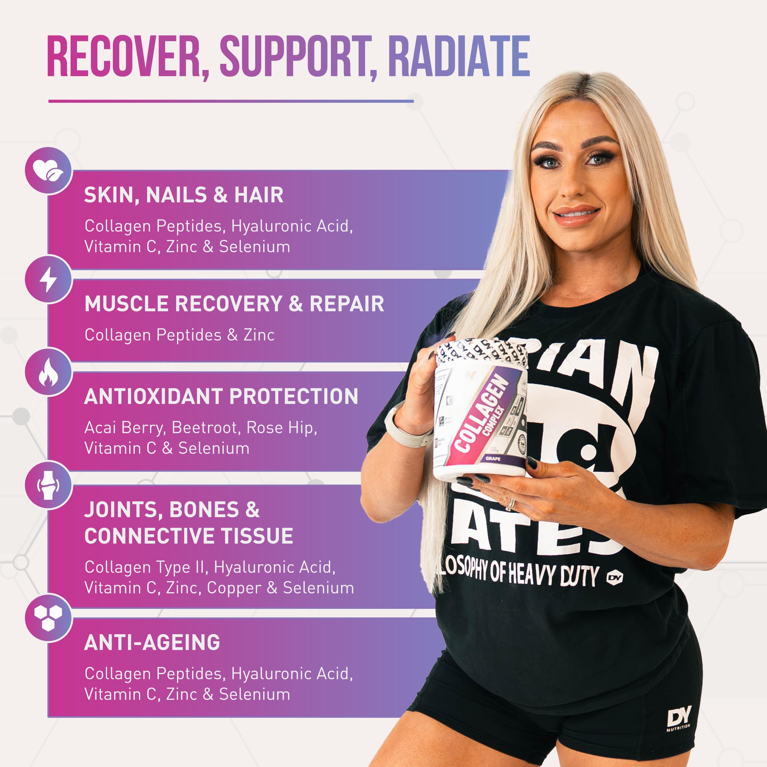 DY Nutrition Collagen Complex 300g - Hydrolyzed Collagen Peptides Powder for Skin, Hair & Nails - Supports Joint Health & Anti-Aging - Unflavored Protein Supplement for Smoothies, Coffee & Baking
