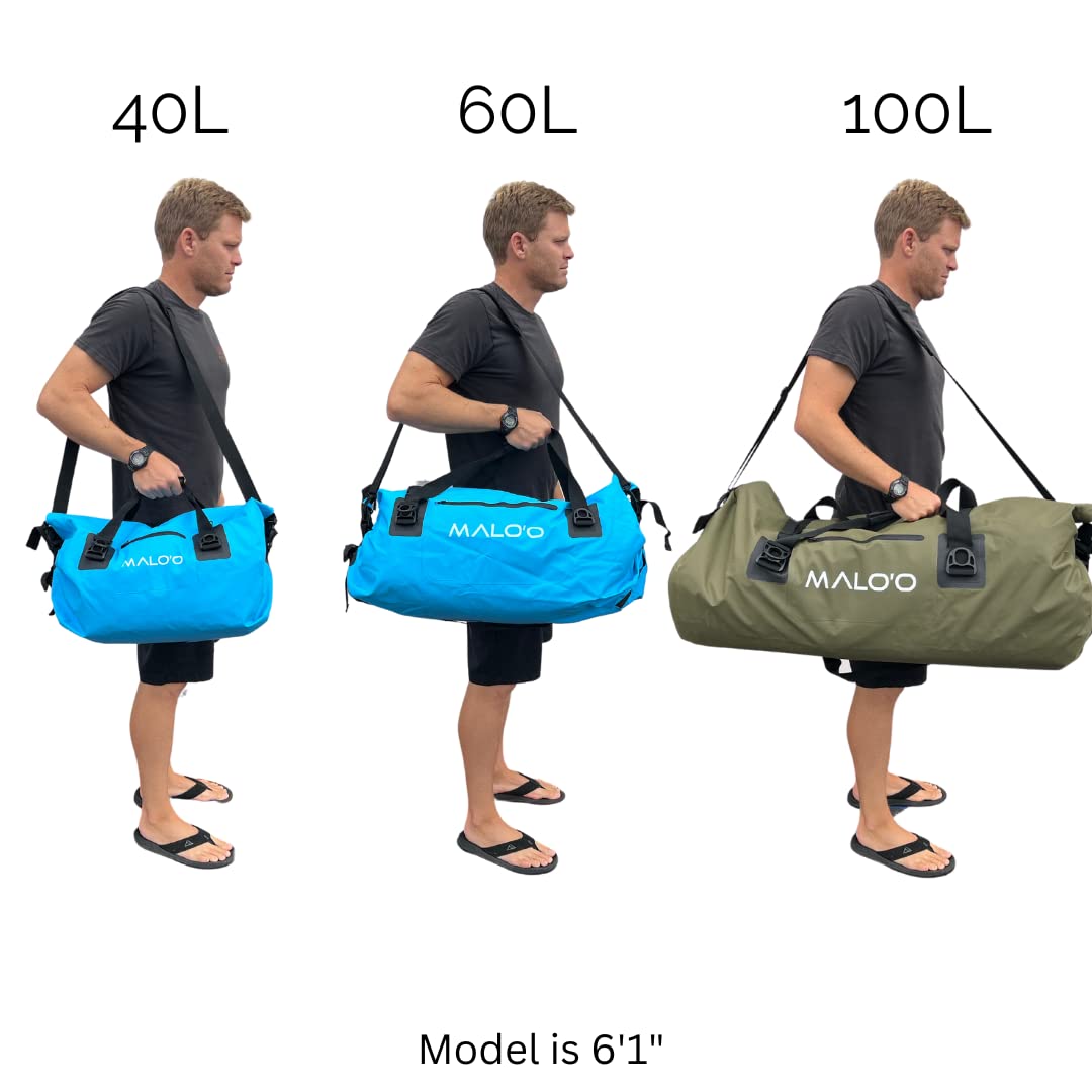**Malo'o Waterproof Dry Bag Duffel 40L/60L/100L - Roll Top Design for Kayaking, Rafting, Boating, Swimming, Camping, Hiking, Beach & Fishing - Internal & External Pockets with Molle Loops - Keep Gear Dry for Outdoor Adventures**