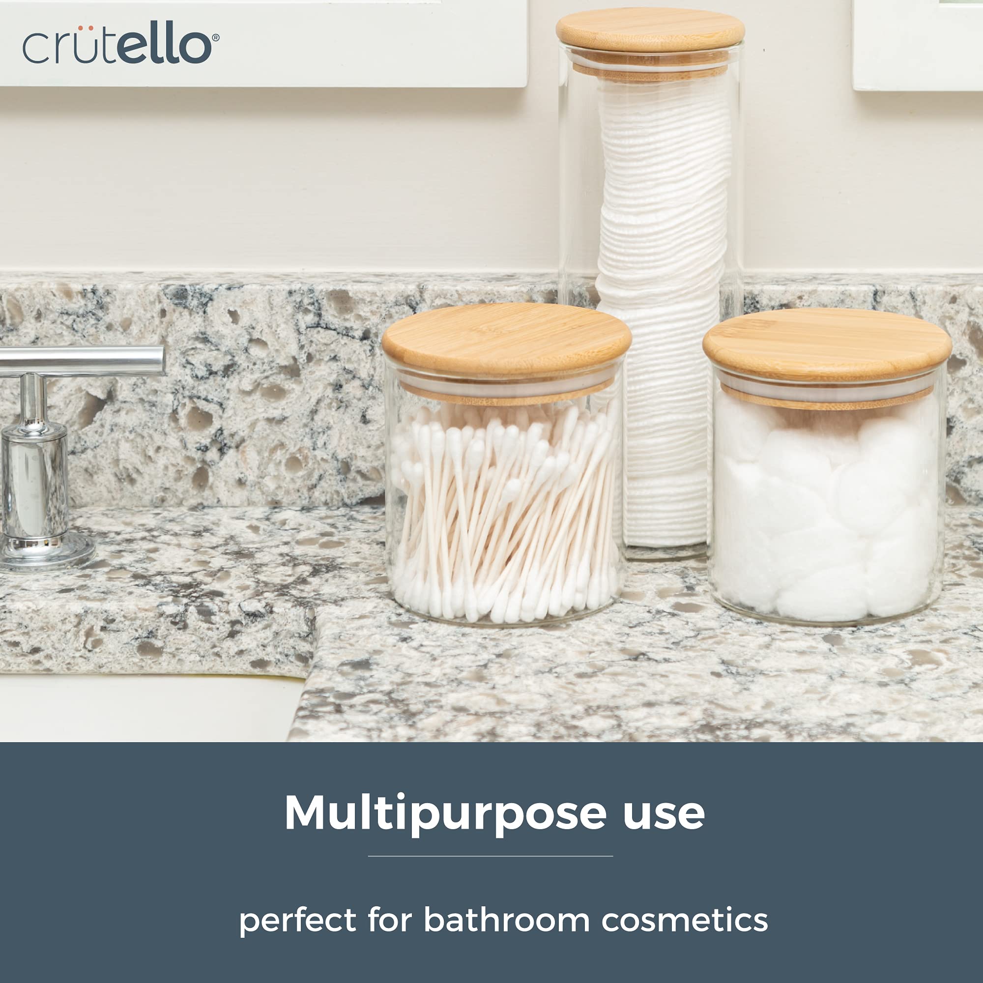 Crutello Glass Food Storage Containers with Bamboo Lids - 3 Pack (72oz) Airtight Clear Kitchen Canisters for Flour, Sugar, Coffee, Dry Goods - Perfect for Pantry Organization & Meal Prep | Family-Owned American Brand