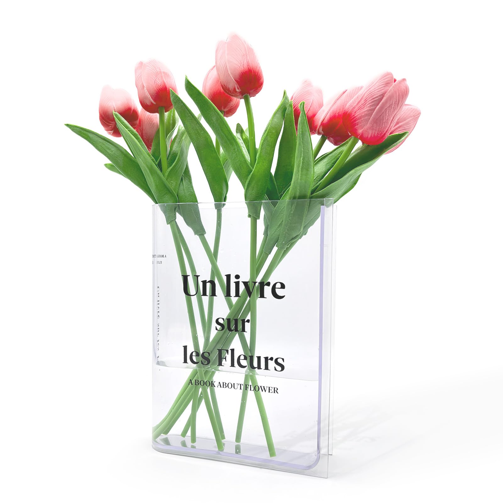 Feliciay Clear Acrylic Flower Vase - Crystal Transparent Book-Shaped Vase for Home Decor, Bookshelf & Bedroom | Perfect for Floral Arrangements, Wedding Centerpieces & Office Desk Decor