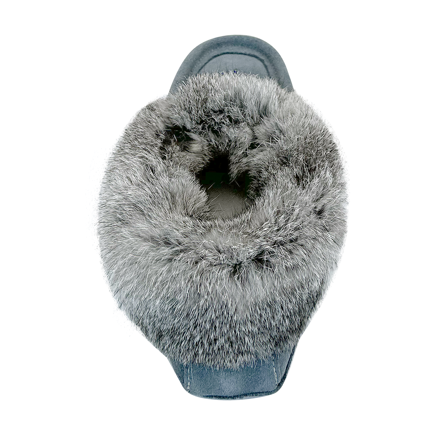Women's Cozy Fleece-Lined Rabbit Fur Sky Blue Suede Moccasins - Warm Winter Indoor/Outdoor House Shoes for Women