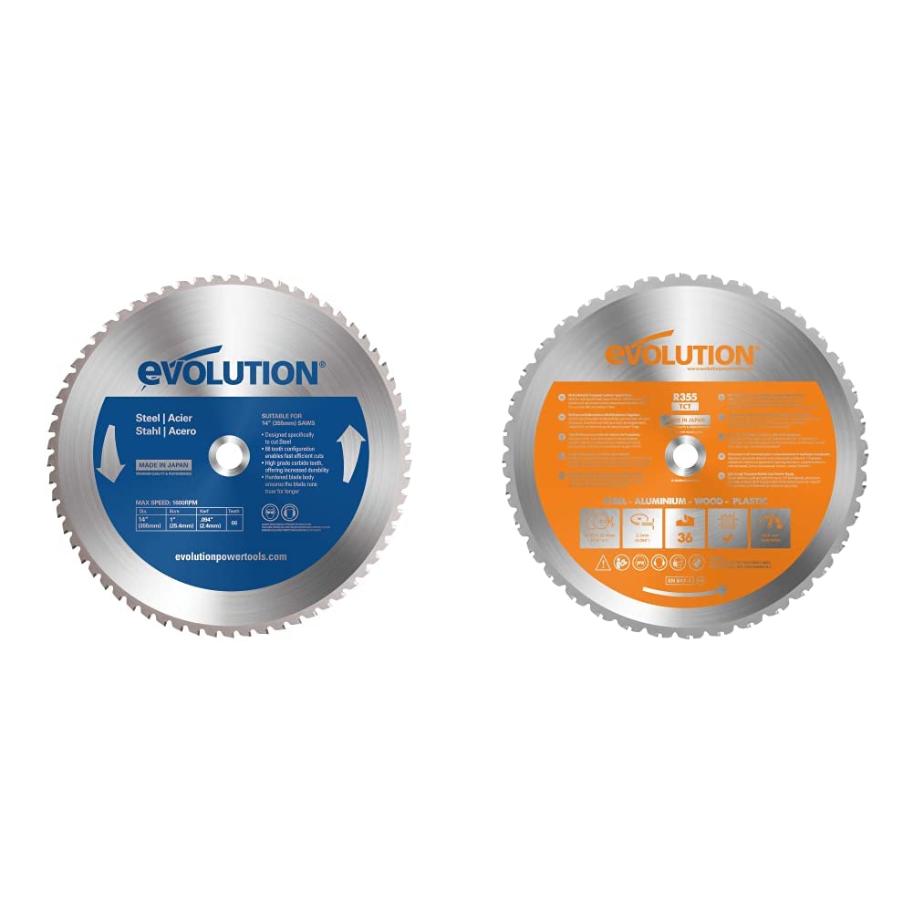 Evolution Power Tools 14-Inch 66-Tooth Steel Cutting Saw Blade | Multi-Material Blade for Wood, Metal & Plastic | Perfect for Construction, DIY Projects & Metal Fabrication