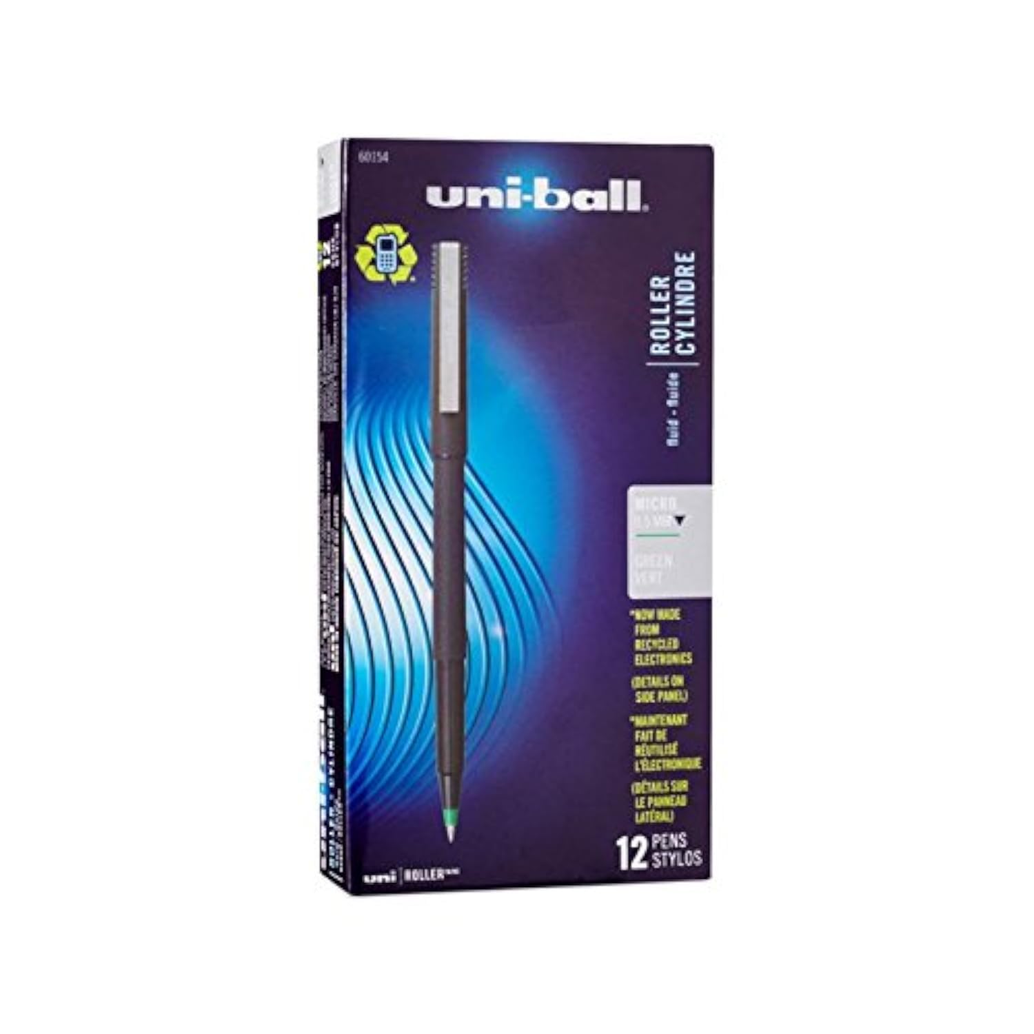 Uni-ball Roller Stick Micro Point Rollerball Pens - 12 Pack Green Ink Pens for Office, School & Journaling - Smooth Writing Fine Point Pens for Note Taking, Drawing & Everyday Use