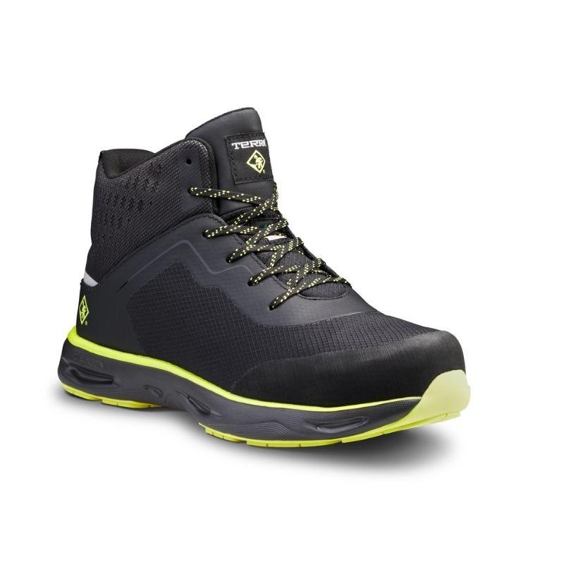 Terra Lites MID TR0A4NRTA35 Unisex Composite Toe Athletic Safety Shoes - Black/Lime | Lightweight Work Shoes for Construction, Warehouse & Industrial Safety | OSHA Compliant Work Boots for Men & Women