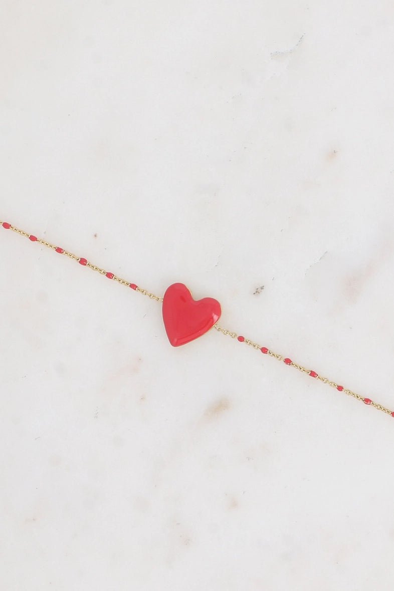 Senssa Enamel Heart Pendant Chain Bracelet - Elegant Jewelry for Women, Gift for Her, Perfect for Valentine's Day & Anniversary