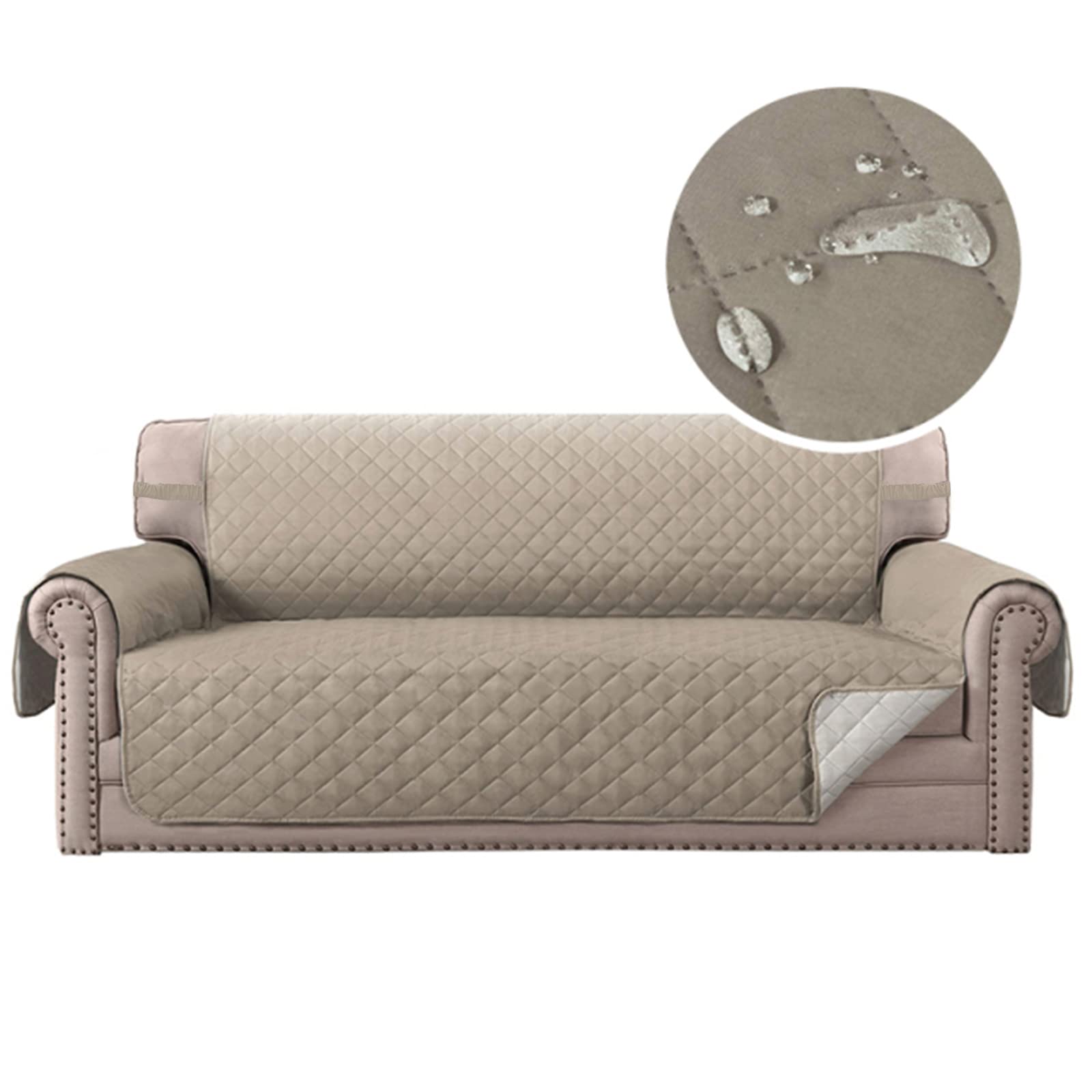 LiTrend Reversible Water Resistant Sofa Slipcover - Stretchable Couch Cover with Elastic Straps, Furniture Protector for Pets & Kids (Dogs, Cats) - Perfect for Living Room, Family Room & Pet-Friendly Homes