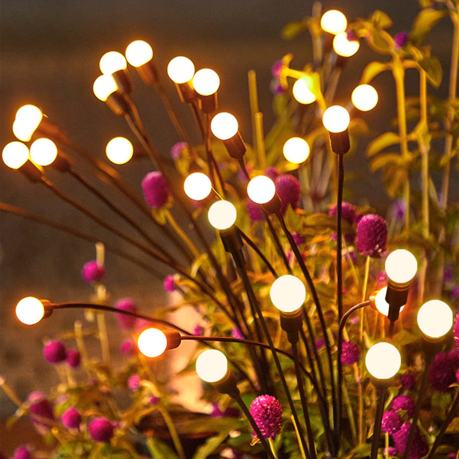 2 Pack Solar Garden Lights Outdoor - 10 LED Waterproof Firefly Pathway Lights for Yard, Patio & Landscape - Warm White Swaying Decorative Lights for Windy Areas | Perfect for Walkways, Driveways & Garden Decor