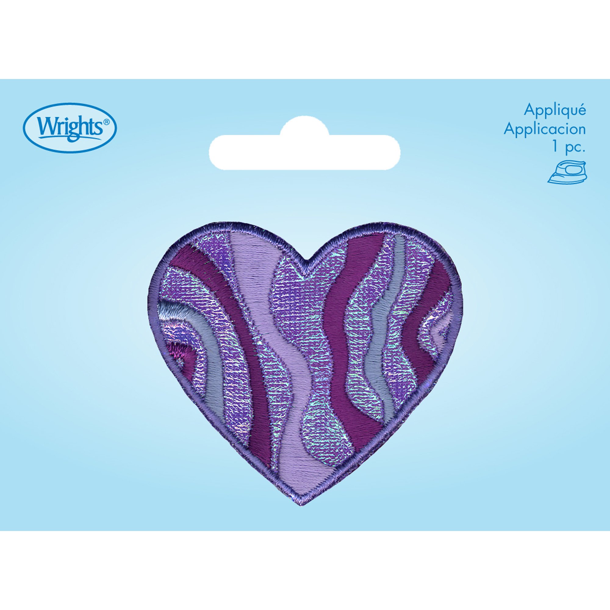 Iridescent Heart Lavender Iron On Applique - DIY Fabric Patch for Clothing, Bags & Home Decor - Perfect for Crafts, Scrapbooking & Sewing Projects