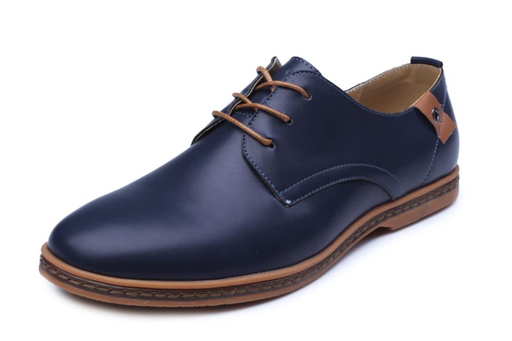 Santimon Men's Casual Flat Oxford Shoes - Button Lace Up Derby Walking Shoes for Business, Office & Daily Wear - Comfortable Men's Dress Shoes for Work, Travel & Formal Occasions