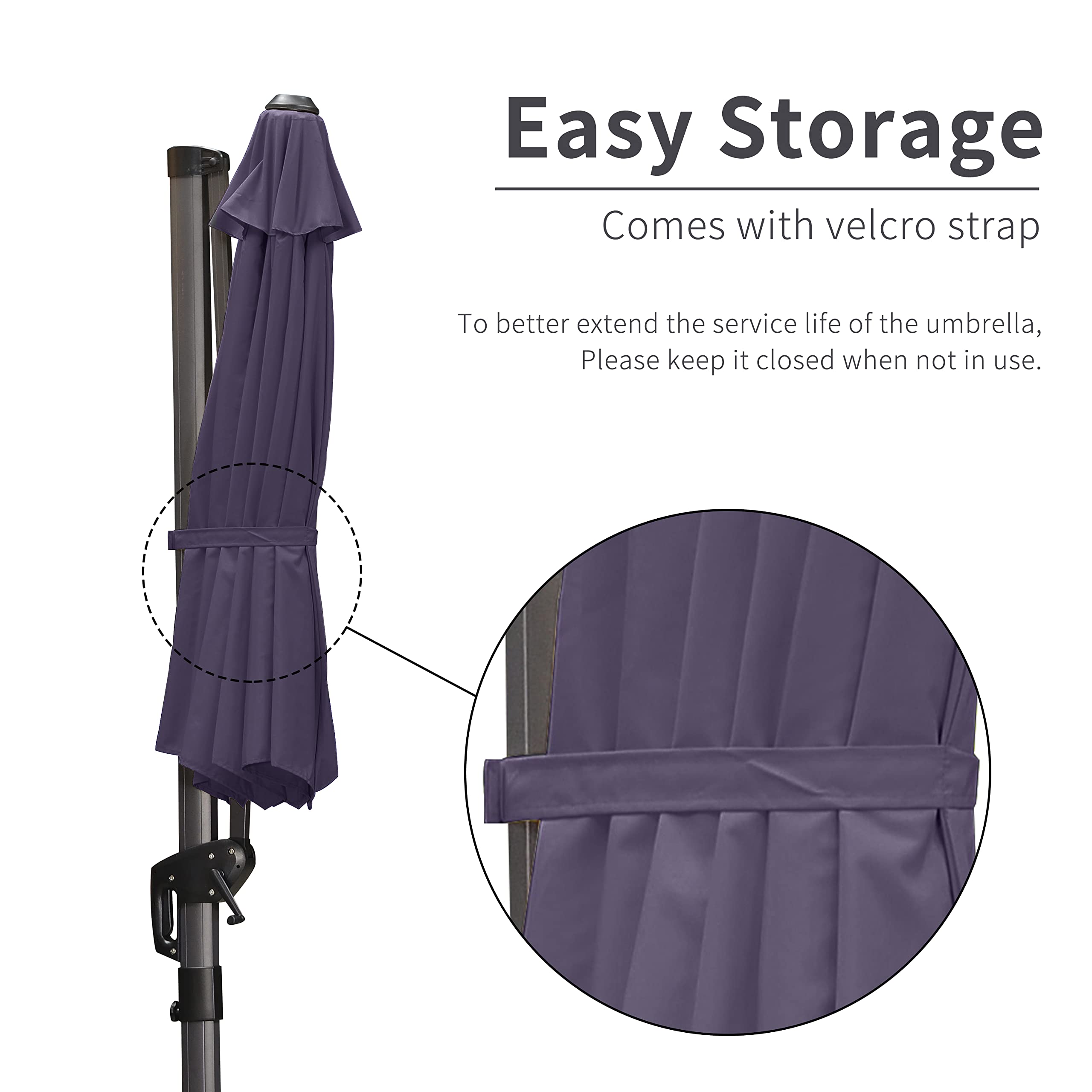 PURPLE LEAF 10ft Outdoor Cantilever Patio Umbrella - 360° Rotating Aluminum Offset Umbrella with Heavy Duty Base for Garden, Deck, Poolside & Backyard (Navy Blue) | Perfect for Shade, Outdoor Dining & Relaxation