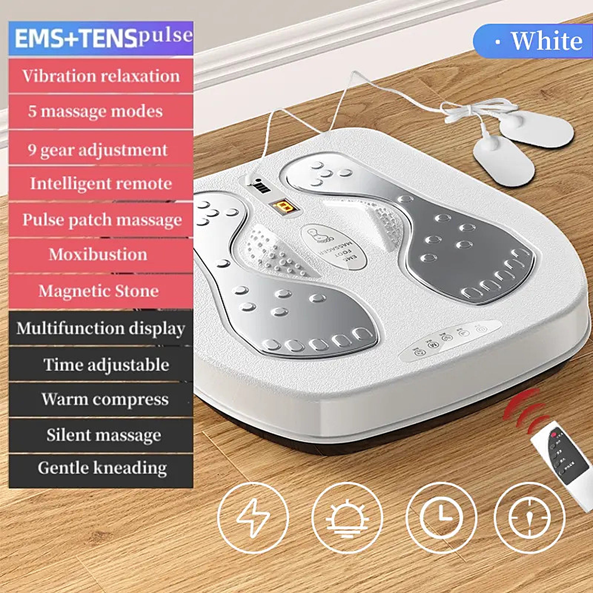 Foot Dr Energym 4-in-1 Leg & Foot Massager with Microcurrent & Heat Therapy - Relieve Pain, Improve Circulation for Home & Office Use