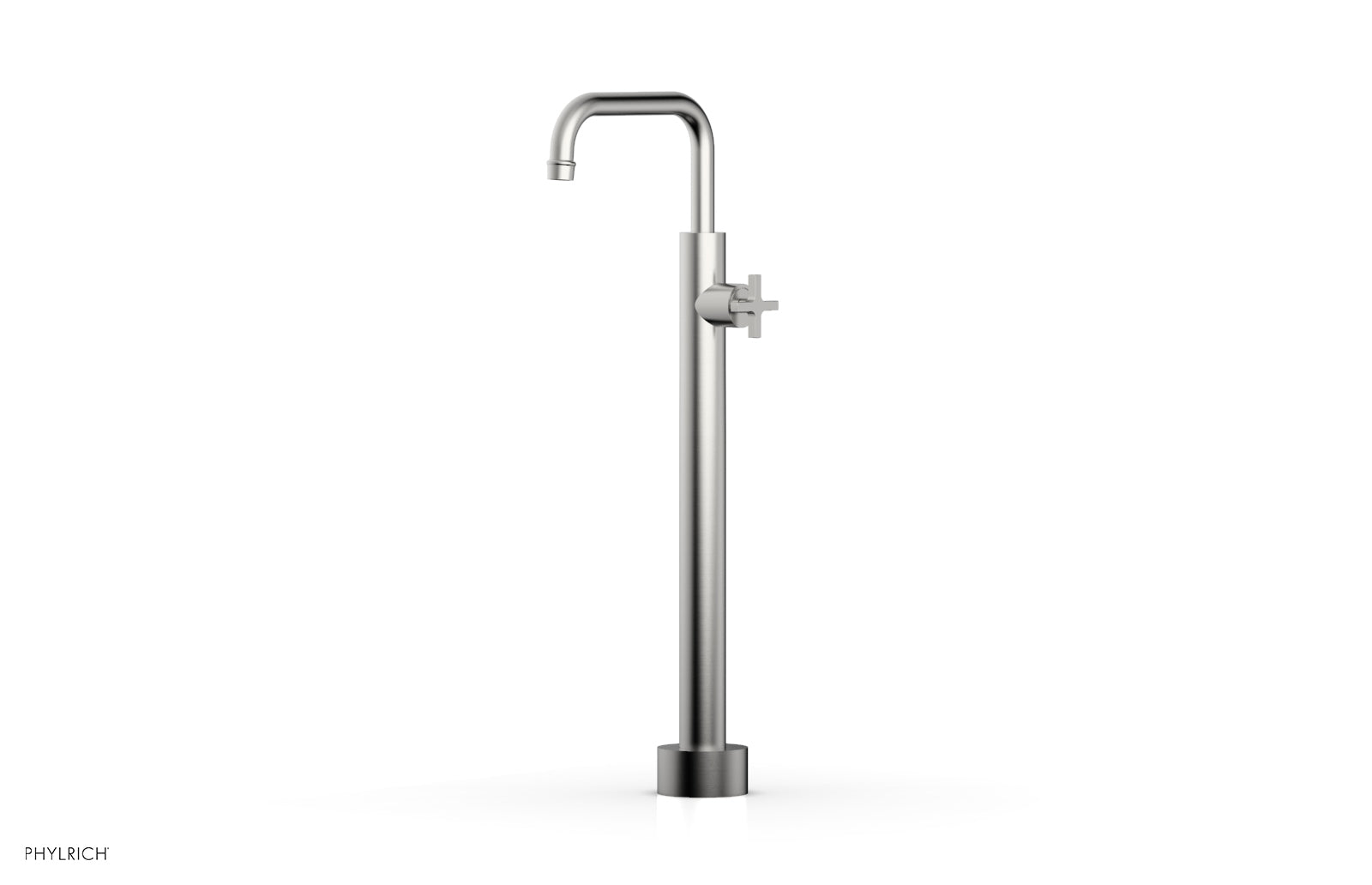 HEX MODERN Low Floor Mount Tub Filler with Cross Handle - Model 501 54 04 | Perfect for Contemporary Bathroom Designs and Spa-Like Showers