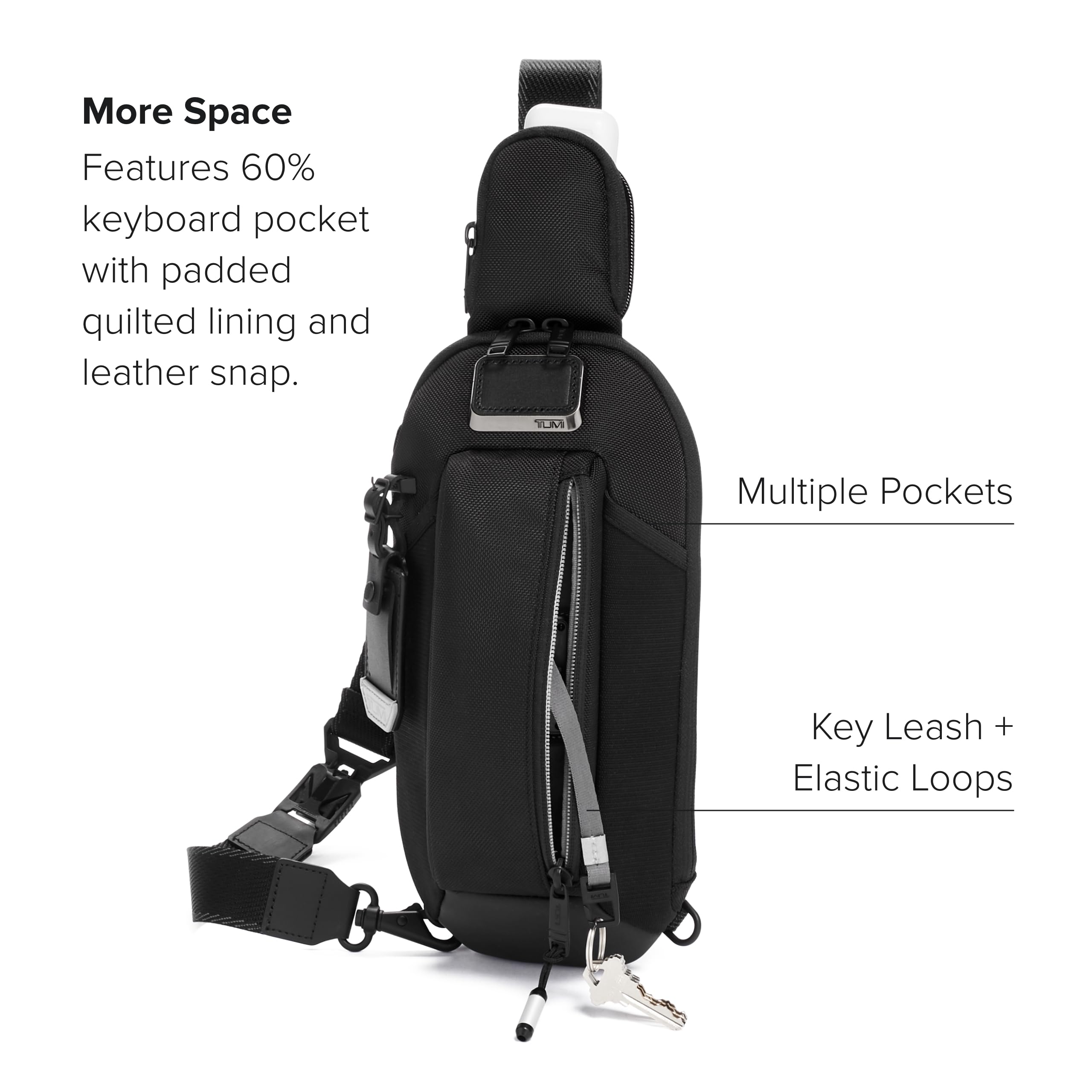 TUMI Alpha Bravo Esports Pro Sling Bag - Waterproof Gaming Backpack for Nintendo Switch, Steam Deck & Handheld Consoles - Lightweight Travel Crossbody Bag for Men & Women - Perfect for Commuting, Air Travel & Outdoor Adventures - Black