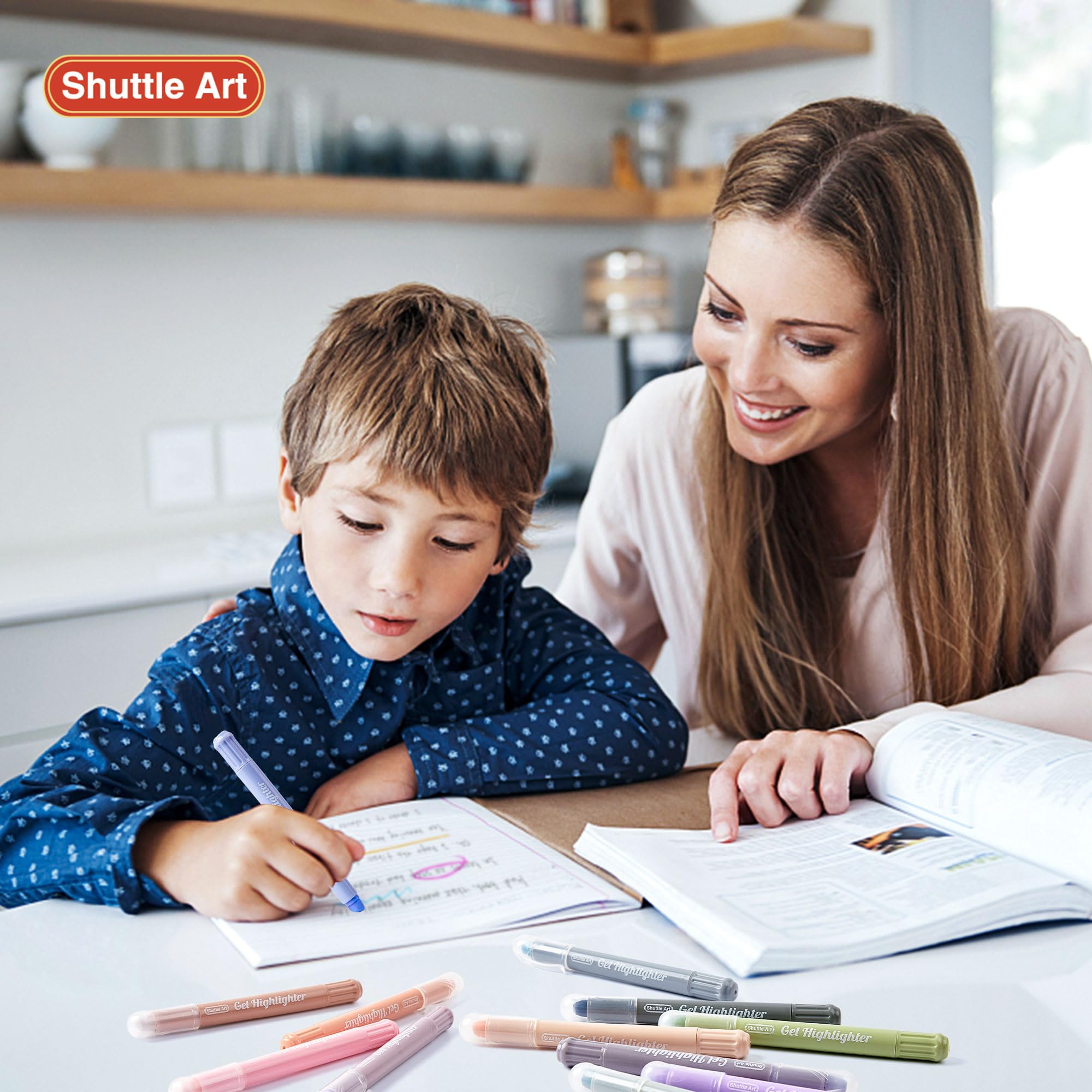 Shuttle Art No Bleed Bible Highlighters & Pens - 12 Mild Colors Gel Highlighters for Bible Journaling, Note Taking & Studying - Perfect for Scripture Marking, School Notes & Planner Organization
