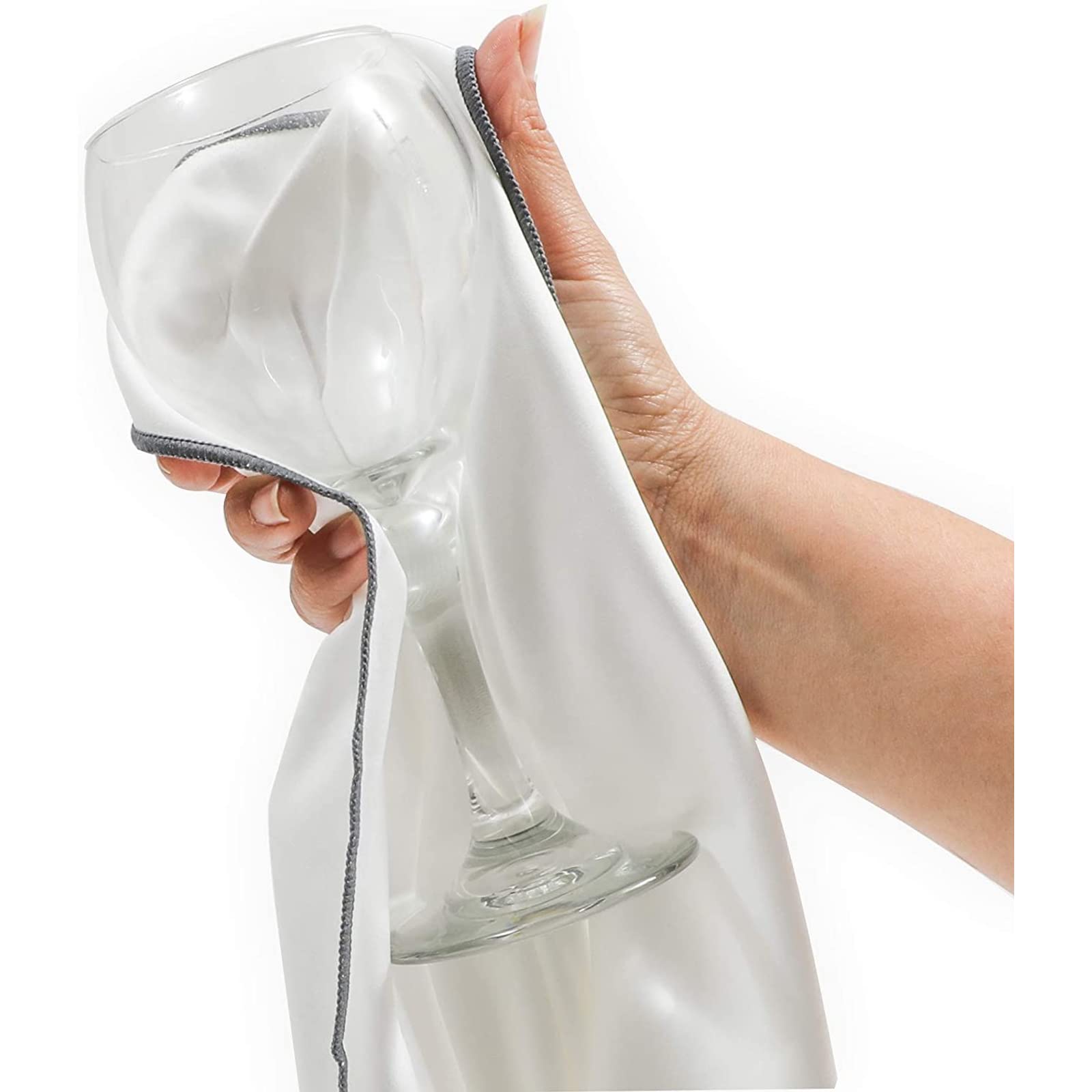 Premium Set of 2 Microfiber Wine Glass Cleaning Cloths - Lint-Free Barware Towels (27