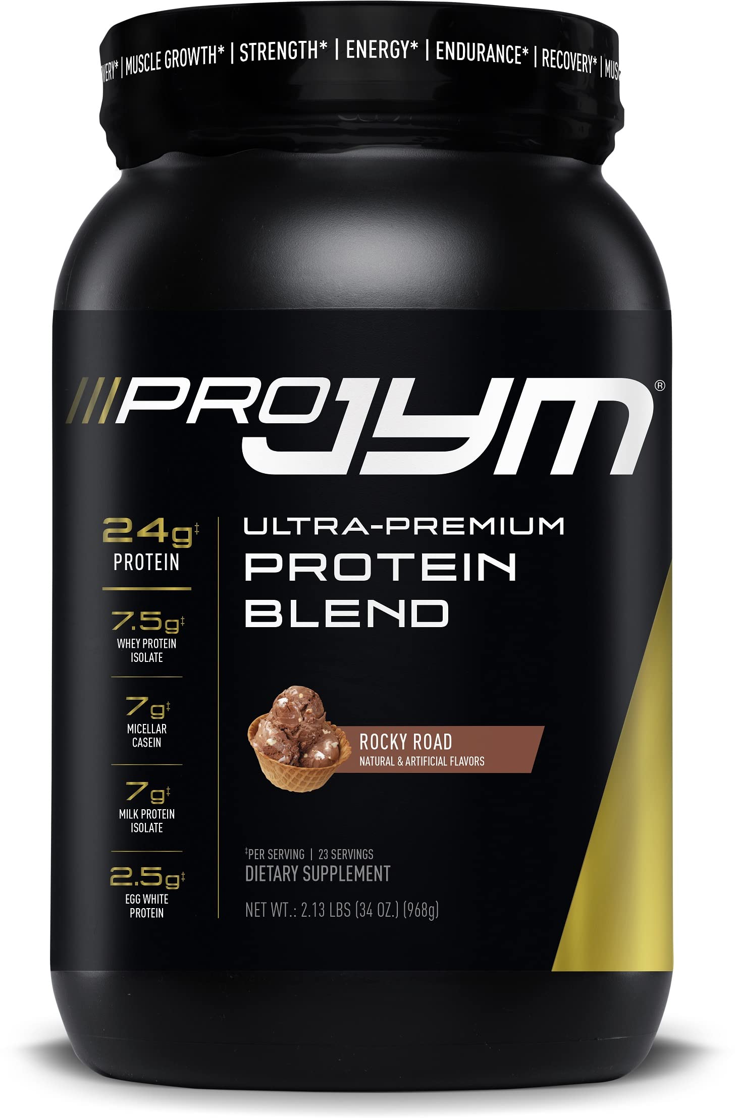Pro JYM Protein Powder - Egg White, Milk, Whey Protein Isolates & Micellar Casein Blend | JYM Supplement Science | Rocky Road Flavor, 2 lb (45 Servings) - Post-Workout Recovery & Muscle Building for Athletes & Fitness Enthusiasts