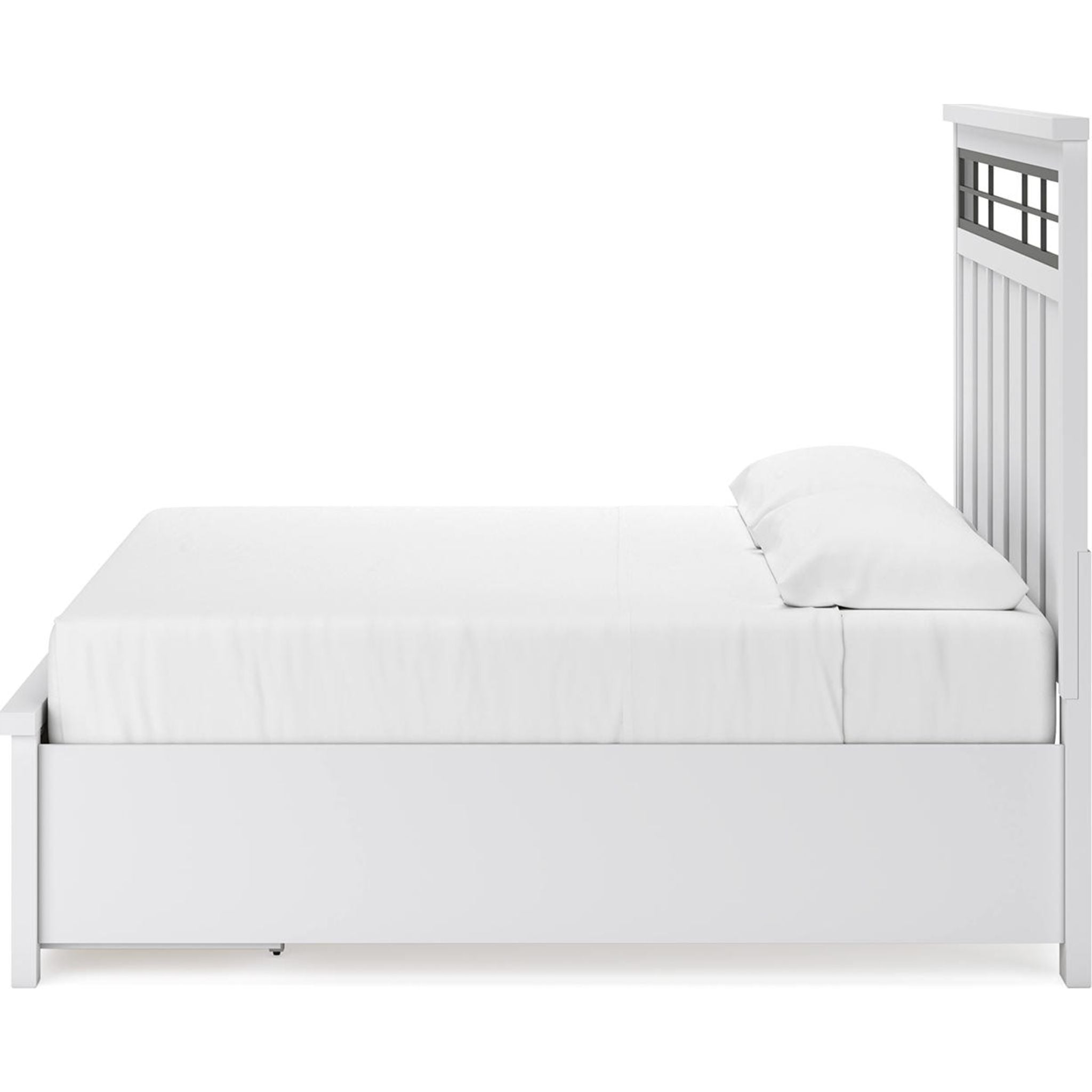 Ashbryn King Size Storage Bed Frame - White & Natural Finish for Modern Bedroom Organization
