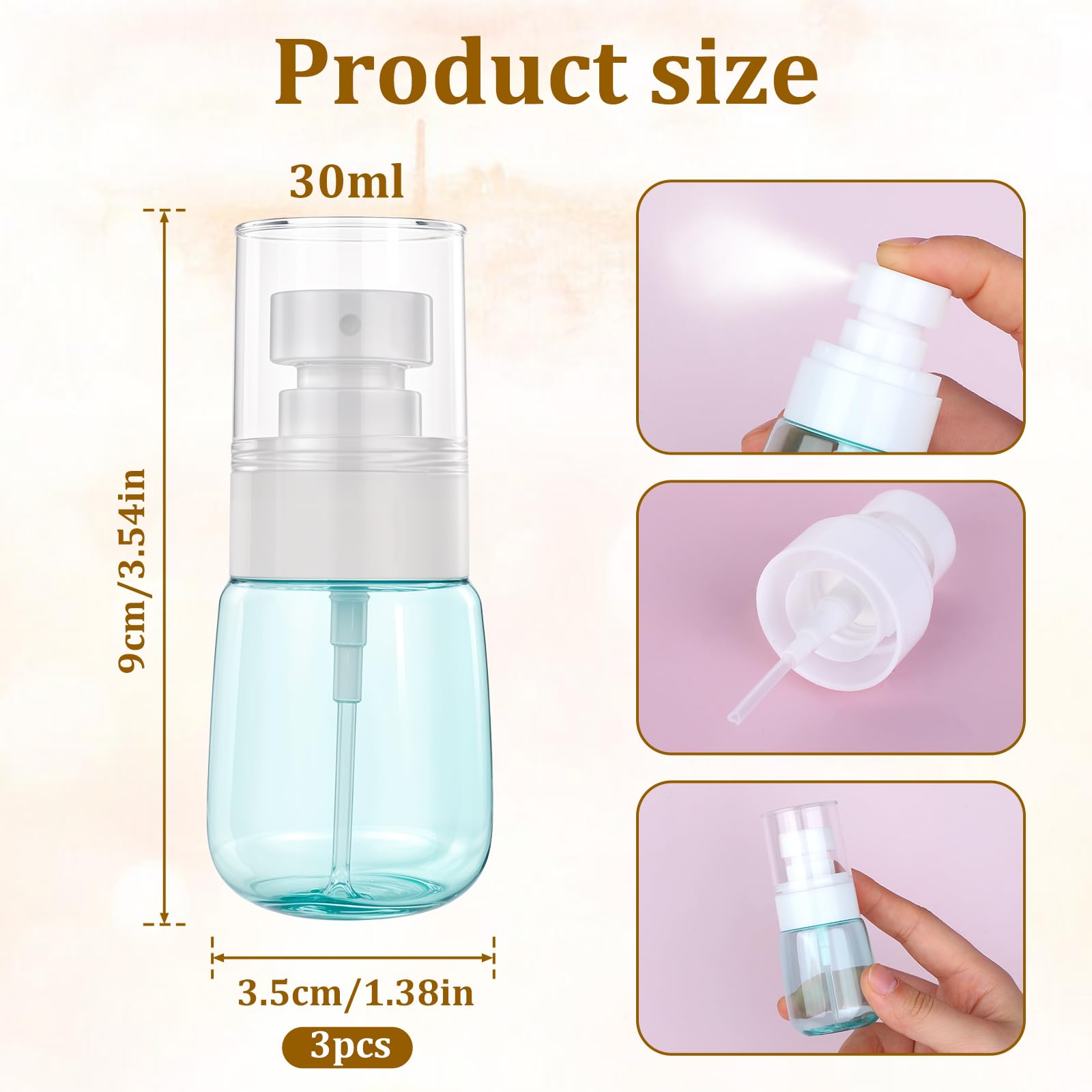 3 Pack 30ml Travel Spray Bottles - Fine Mist Mini Hair & Perfume Bottles, Leakproof Clear Toiletry Containers for Cosmetic Lotion Dispensing | Perfect for Travel, Gym, Home & Office Use