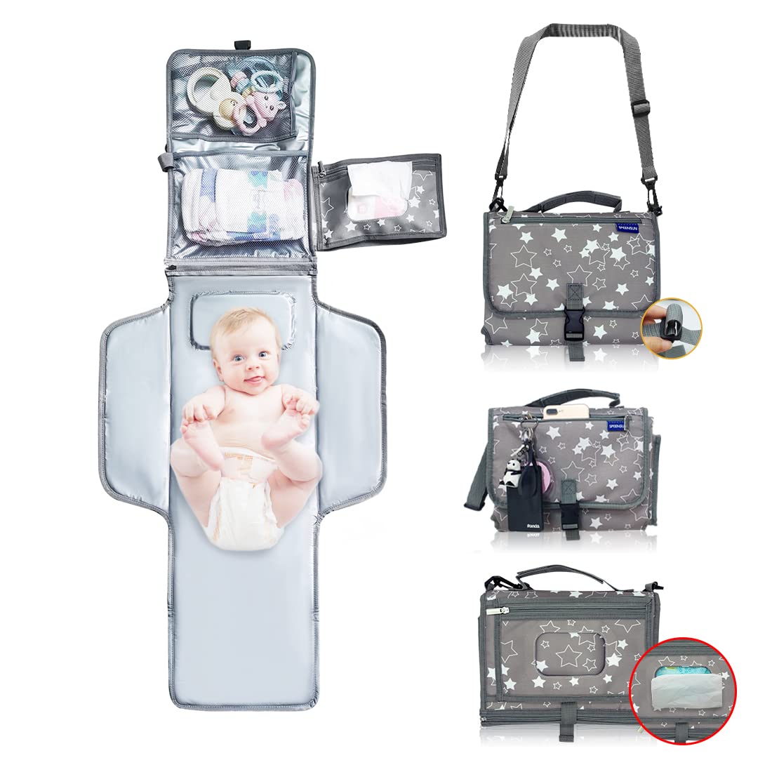 Portable Baby Changing Pad - Large Waterproof Diaper Changing Mat for Boys & Girls | Travel-Friendly with Wipes Pocket & Cushioned Pad | Perfect for Nursery, Daycare & On-the-Go Parents