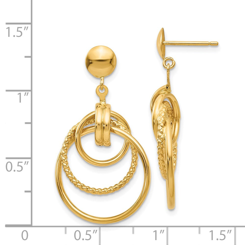 Gold Polished & Textured Intertwined Circle Post Earrings for Women - Elegant Fashion Jewelry Gift for Birthday, Anniversary & Special Occasions - Model E776